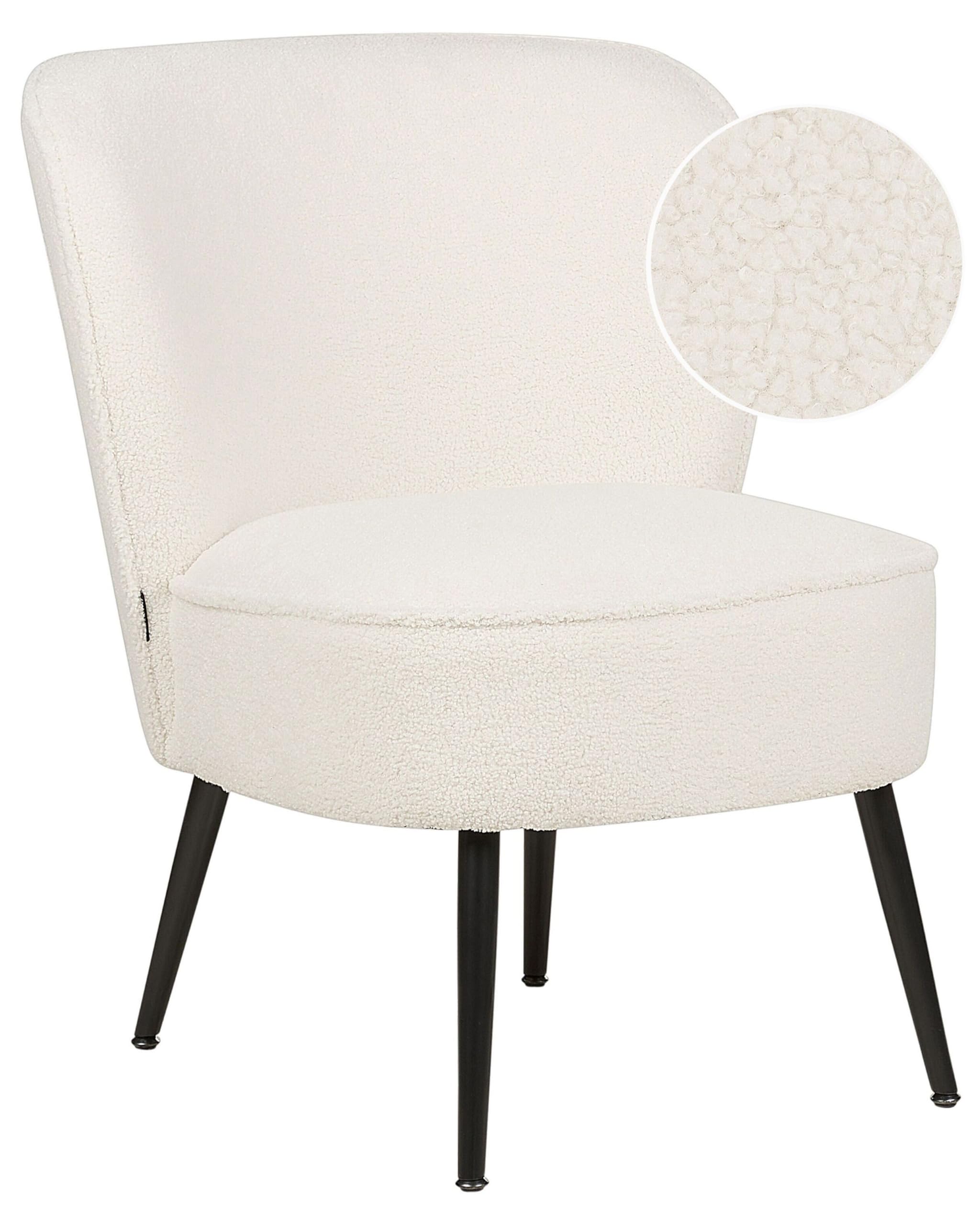 Beliani Modern Armless Living Room Accent Armchair Boucle Fabric White Voss
