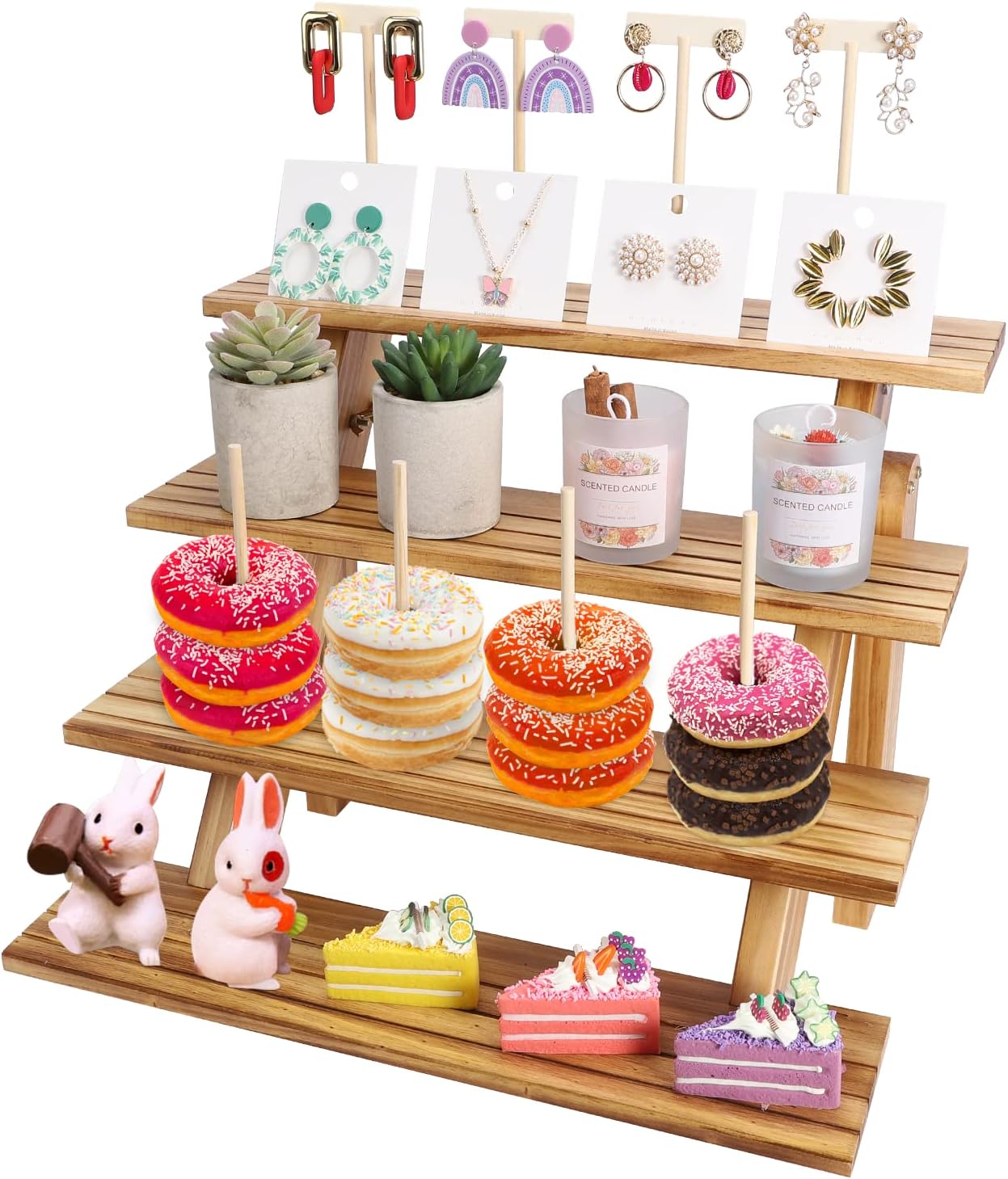 4 Tier Brown Wooden Display Stand Riser Cupcake Stand