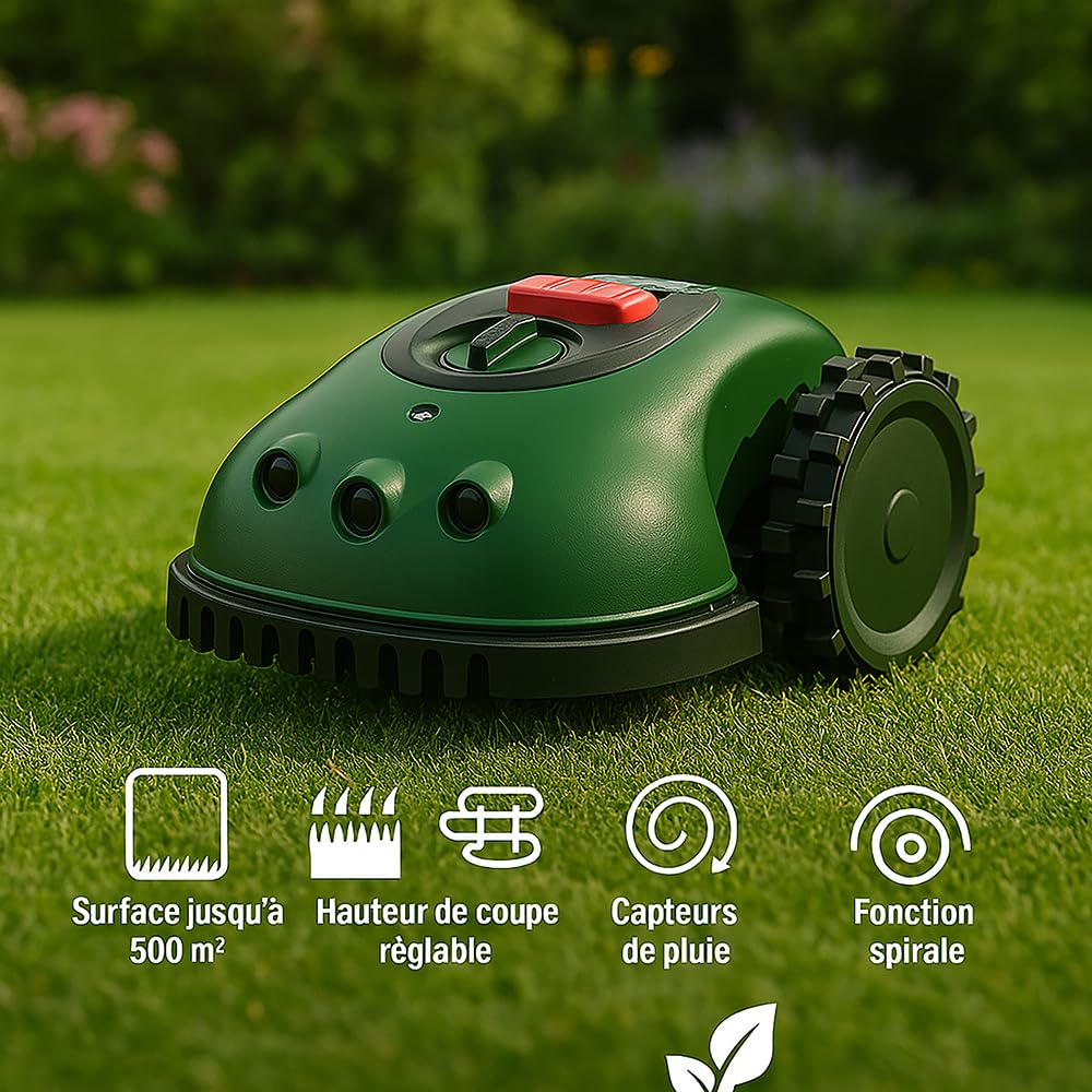 ONLI – Robot cortacésped cámara ON1008V – Altura de Corte 2 a 6 cm, Ancho de Corte 16 cm, función sin Recogida de Hierba, Pendiente 30%