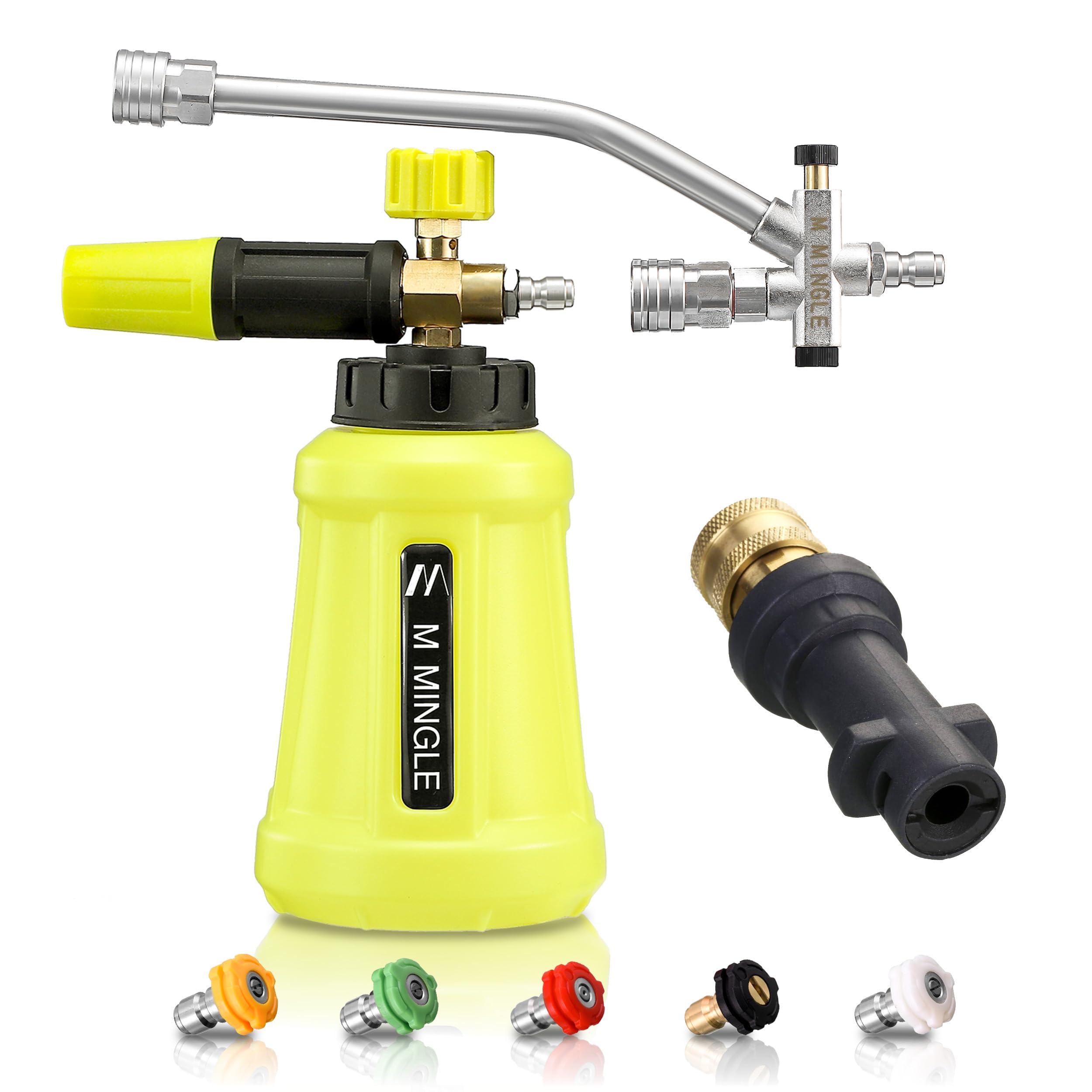 M MINGLE Dual-Connector Snow Foam Lance with Adapter, Jet Wash Foam Cannon Replacement for Karcher K Series, K2, K3, K4, K5, K6, K7, 5 Pressure Washer Nozzles, 1/4" Quick Connect