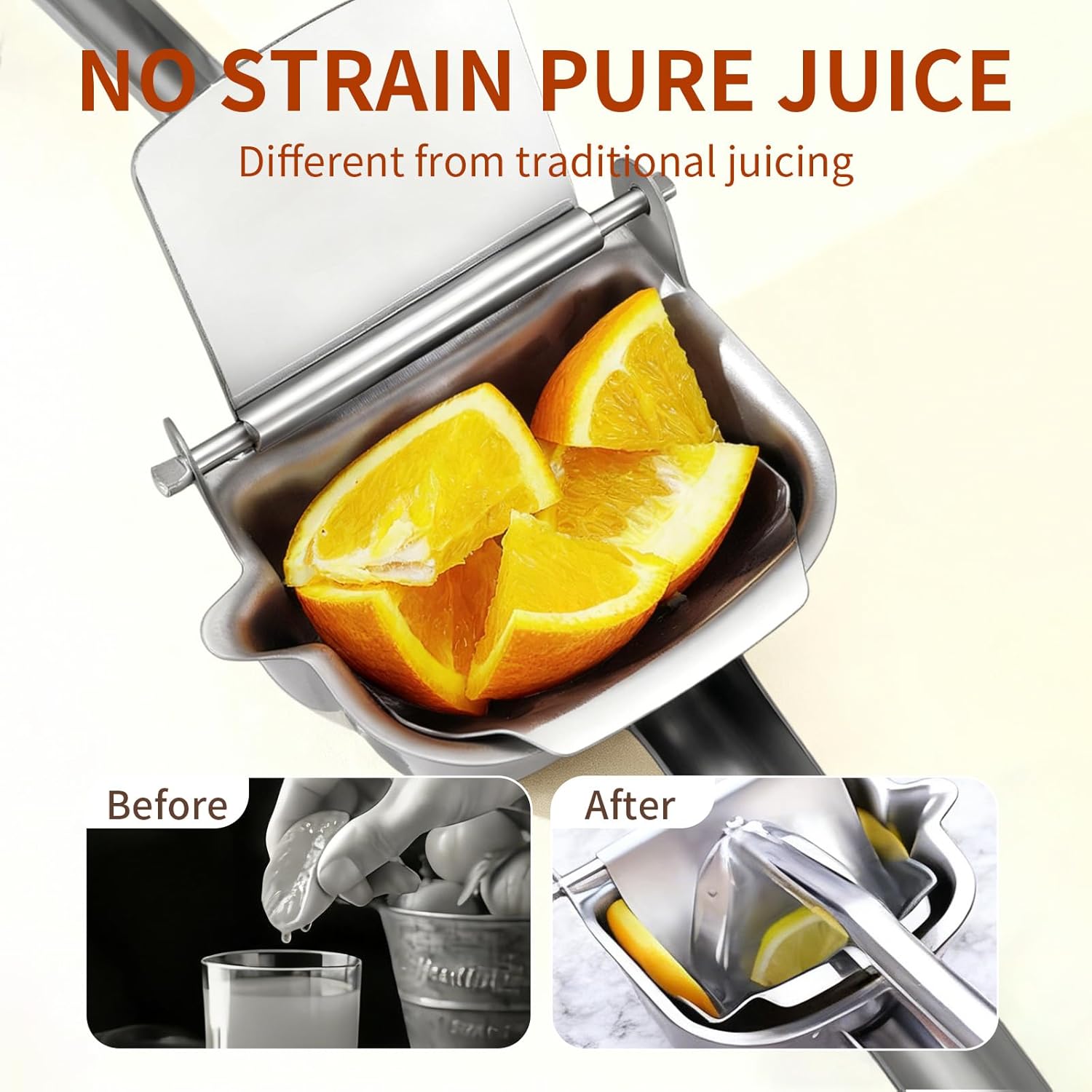 Real Stainless Steel Lemon Squeezer Citrus Juicer Hand Press Heavy Duty Manual Squeeze Juice Extractor Maker Orange Lime Grapefruit Presser