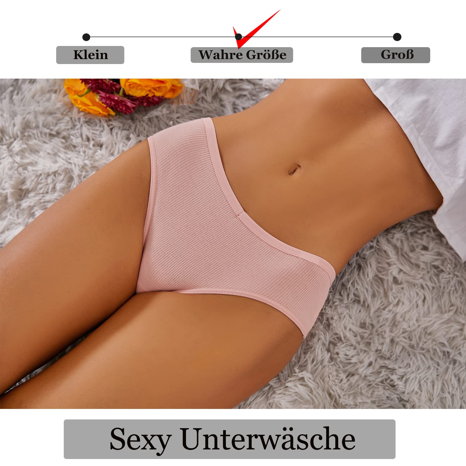 Bawełniana bielizna damska, majtki damskie, oddychające, miękkie, rozciągliwe, brazylijskie hipsterskie, wielopak 6 sztuk