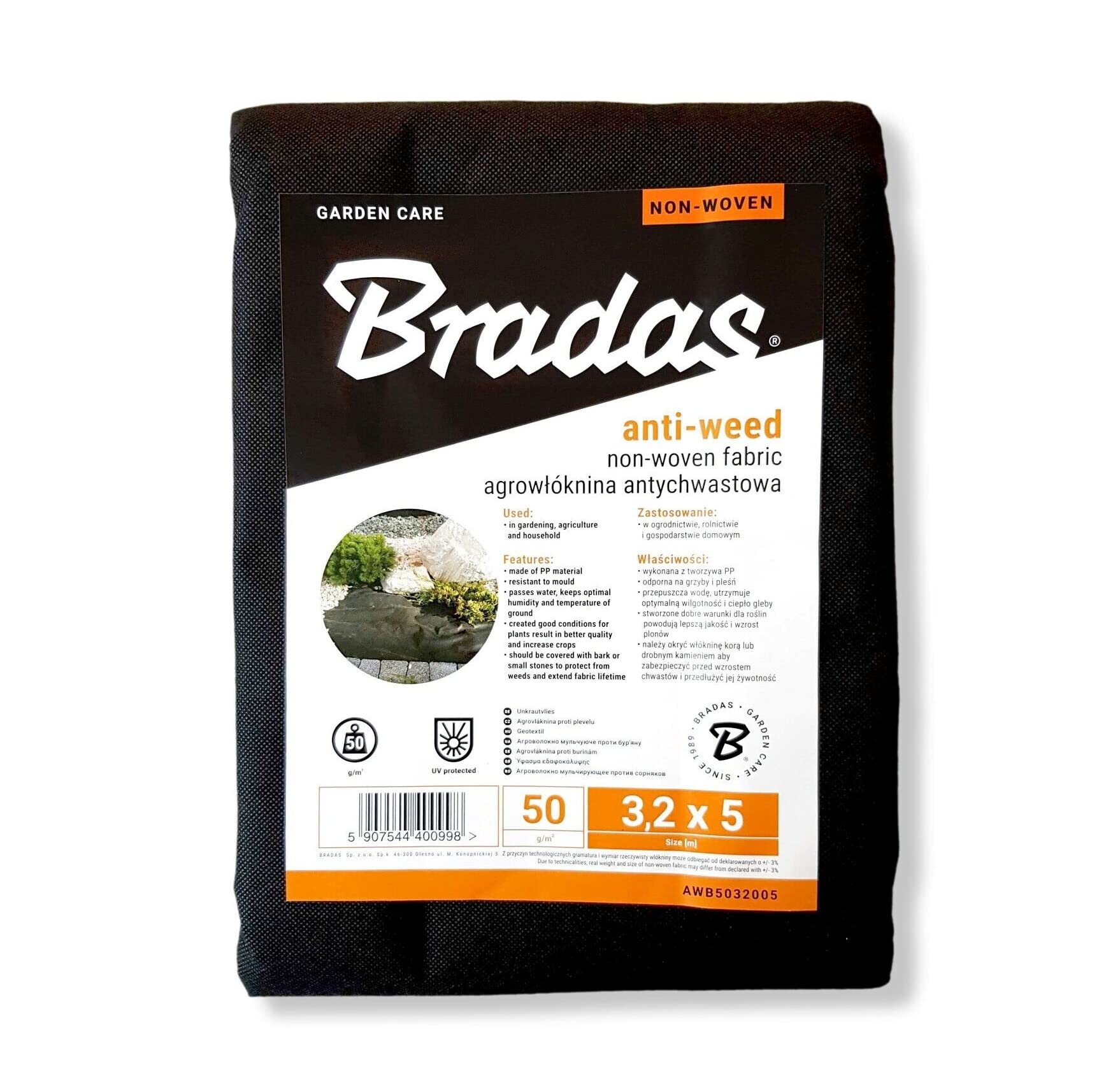 Clothing Estates Weed Control Proof Membrane Non-Woven Anti-Weed Fabric Breathable Ground Cover Landscaping Weed Barrier (1.1m x 5m - Fabric)