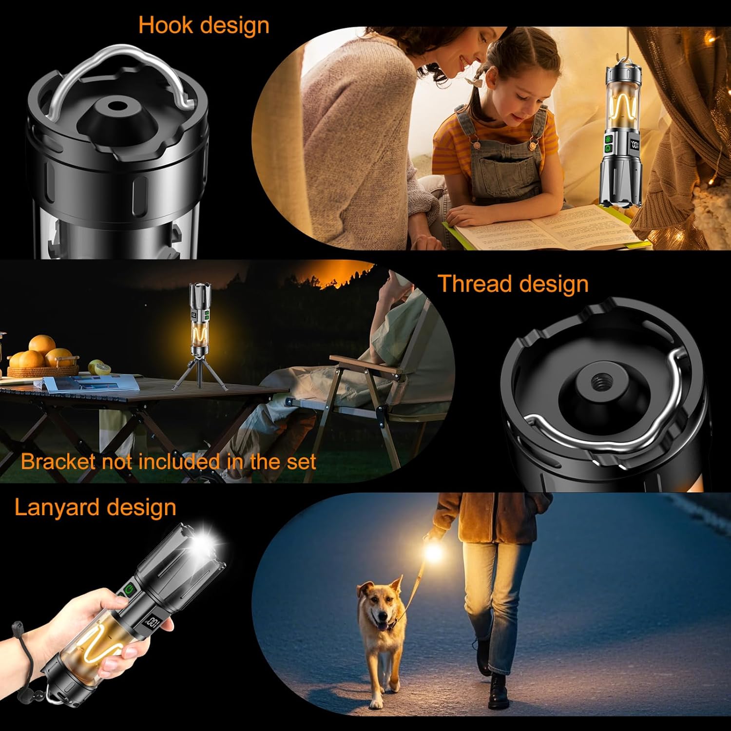 Super Bright Flashlight High Lumens 100000 Rechargeable, Powerful 30W LED, Long Lasting 30H, Daul Bottons 10Modes with Side Light, Quick USB C Charge & Output, Multi-functional for Home Camping Hiking - Image 9