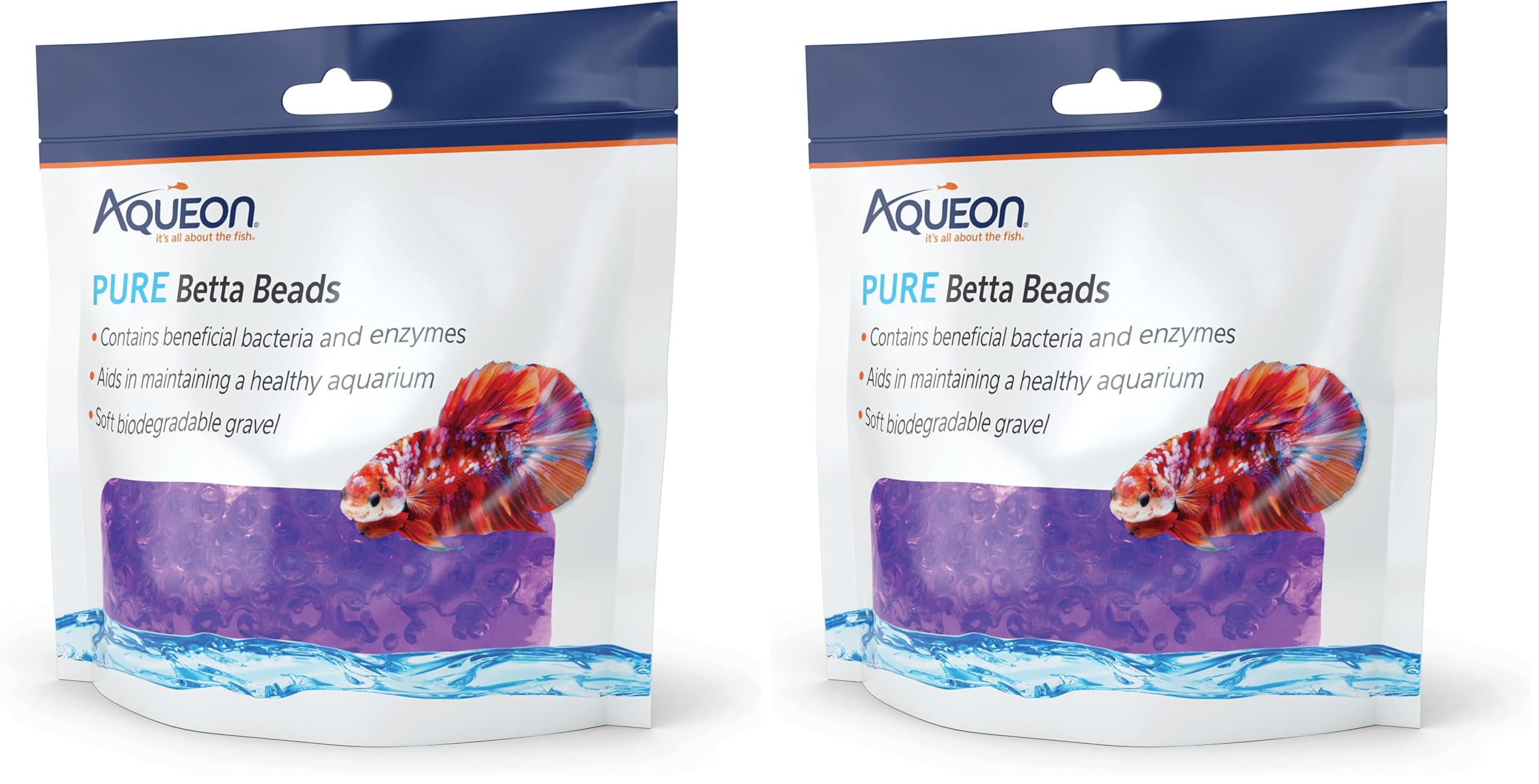 Aqueon Pure Betta Beads, Purple (Pack of 2)