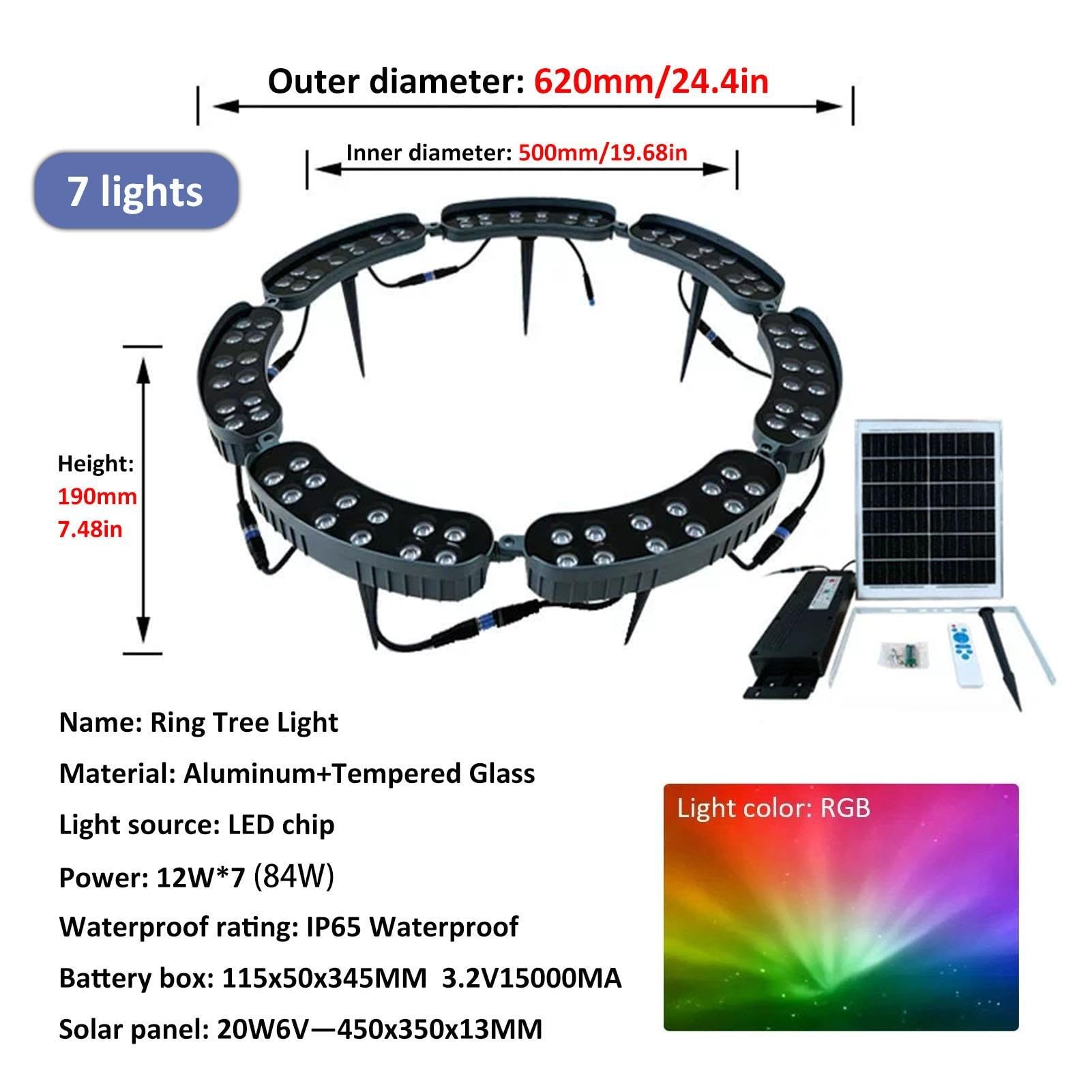Luce Per Albero Ad Anello A LED RGB Ad Energia Solare, Lampada Da Esterno
