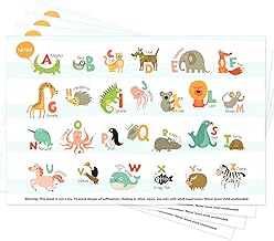 Disposable Placemats for Baby 55 Pack Stick-On Baby Placemat Alphabet ABC Animal Kids Table Mat for Restaurants Dining Table Travel Essentials for Toddlers