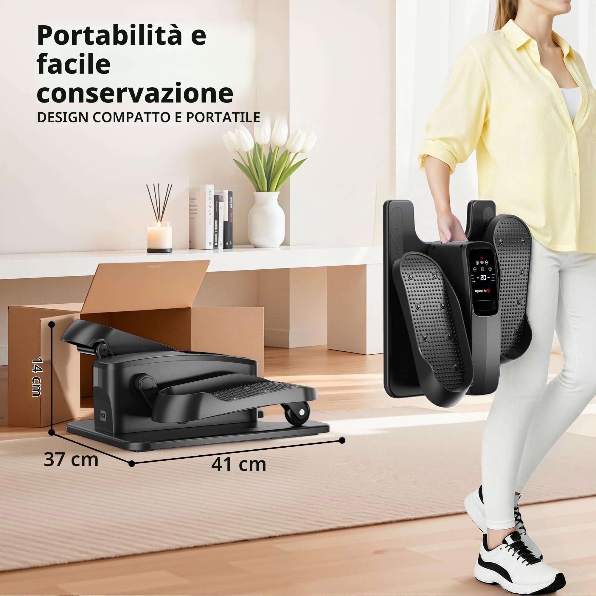 MOMODA Ellittica da sotto Scrivania, Pedaliera Elettrica Seduta 2 in 1 con 12 Livelli Regolabili per Anziani, casa e Ufficio, avanti e Indietro, Manuale e Automatico