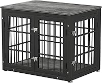 Vista 27 de Mueble de jaula de perro resistente de 26 pulgadas para perros pequeños, mesa auxiliar decorativa para casa de mascotas, muebles de madera para Negro
