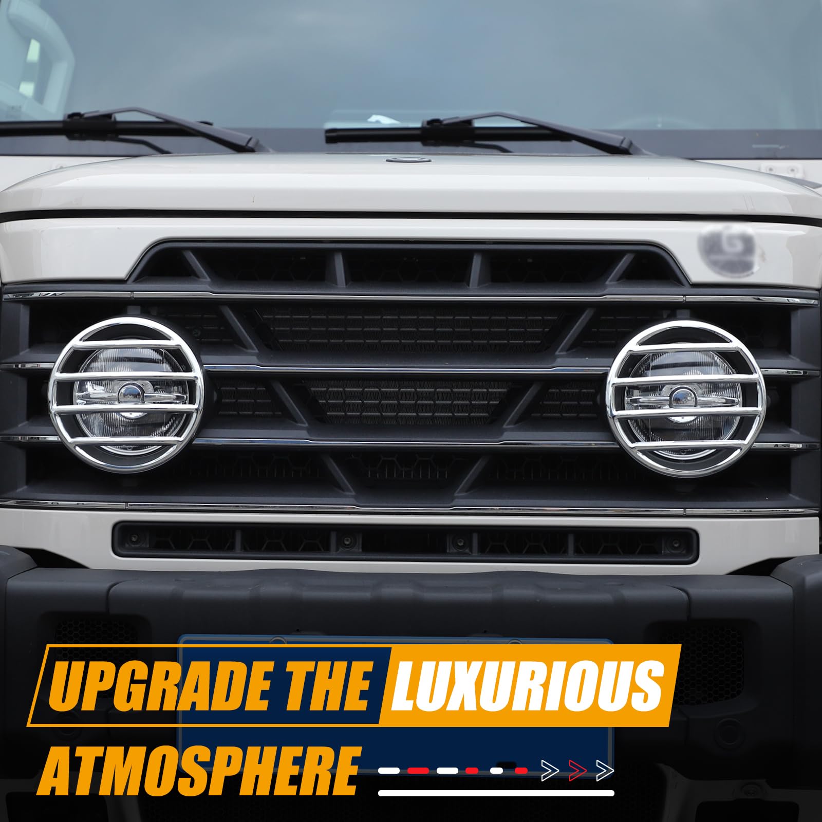 Bekantogy Car Front Fog Lamps Cover Fog Light Guards Cover Compatible with Ineos Grenadier 2022 2023 2024+ Lamp Exterior Frame Protection Kit Car Lights Protection Accessories 2PCS (Silver)