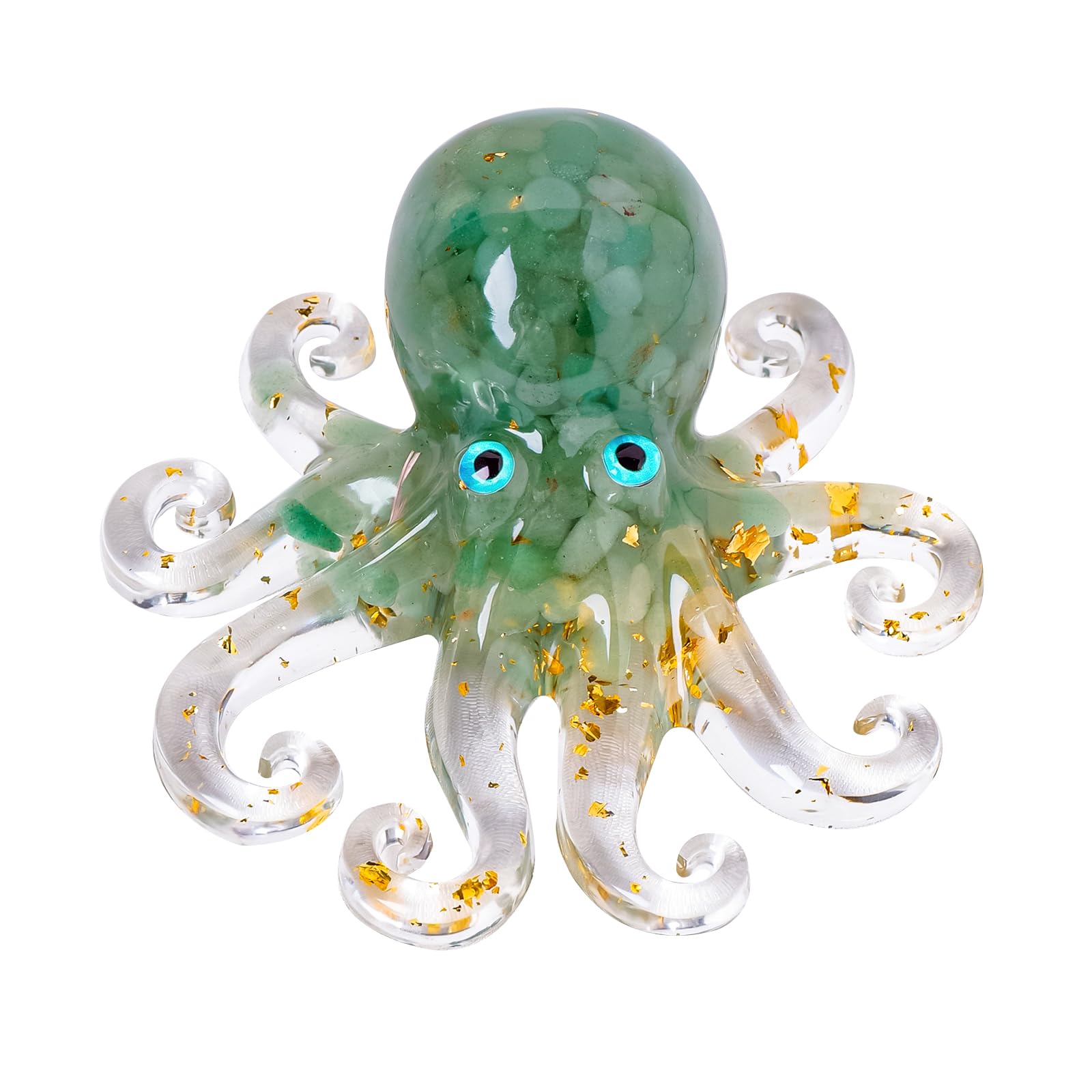 RJINGSHI Octopus Decor Aquarium Amethyst Gravel Decorative Resin Glass with Natural Crystal Stone Marine Animals Fish Tank Ornaments Statue Healing Home Decor Ladies Gift 3.93"