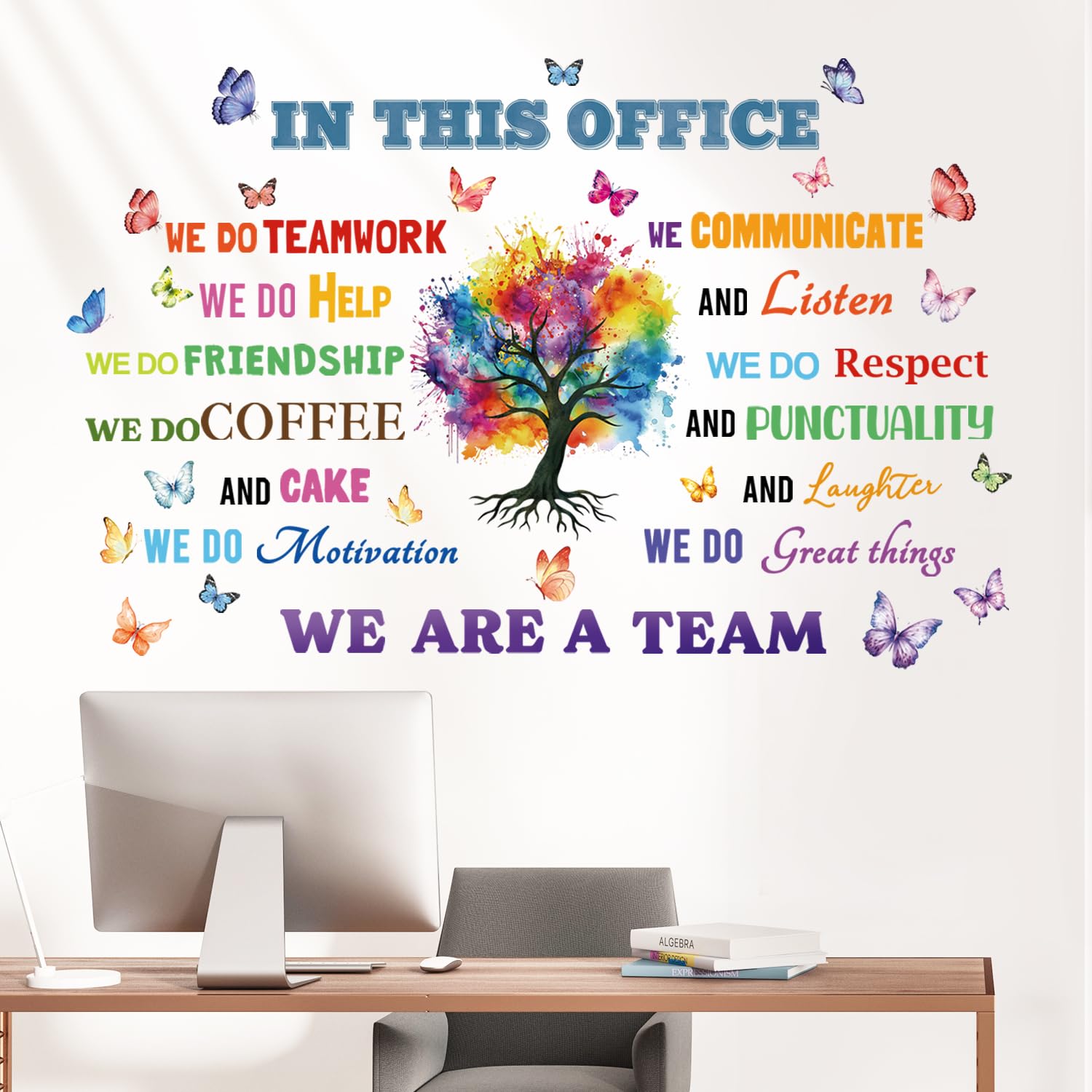 Decowall Office Quote Ds9-8086 Wall Stickers Decals Decor For Positive Sayings Peel And Stick Motivational Teamwork Company Art We Are A Team Gift Classroom Size 9