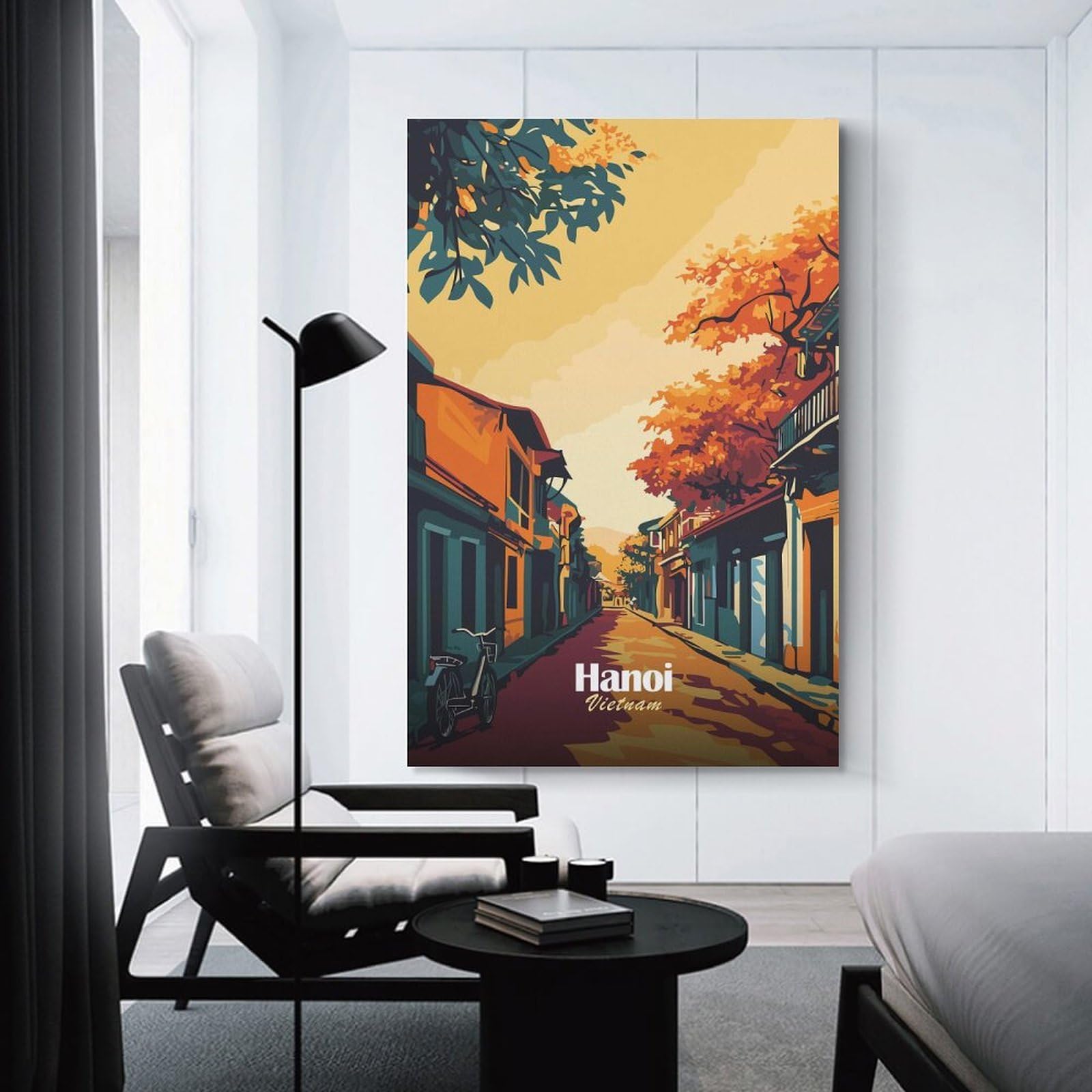Junmoney Unframe-Style Hanoi Street Scene Decorative Canvas Print, 20X30inch(50X75cm), For Contemporary Homes, Apartments Or Offices, Home Artwork For Modern Interiors