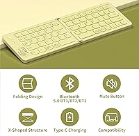 Vista 7 de Mini teclado Bluetooth plegable, teclado portátil compacto inalámbrico recargable con 67 teclas delgadas y silenciosas, bonito teclado de viaje