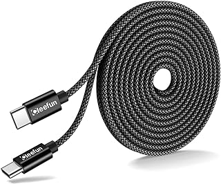 CLEEFUN 5M Extra Long USB C to USB C Cable, 60W PD Type C Fast Charger Braided Phone Charging Lead Compatible with Samsung Galaxy S21 S20 Plus Ultra A80 A71 A70 Note 20 10,Pixel 5 4 3 XL 4a 3a&more