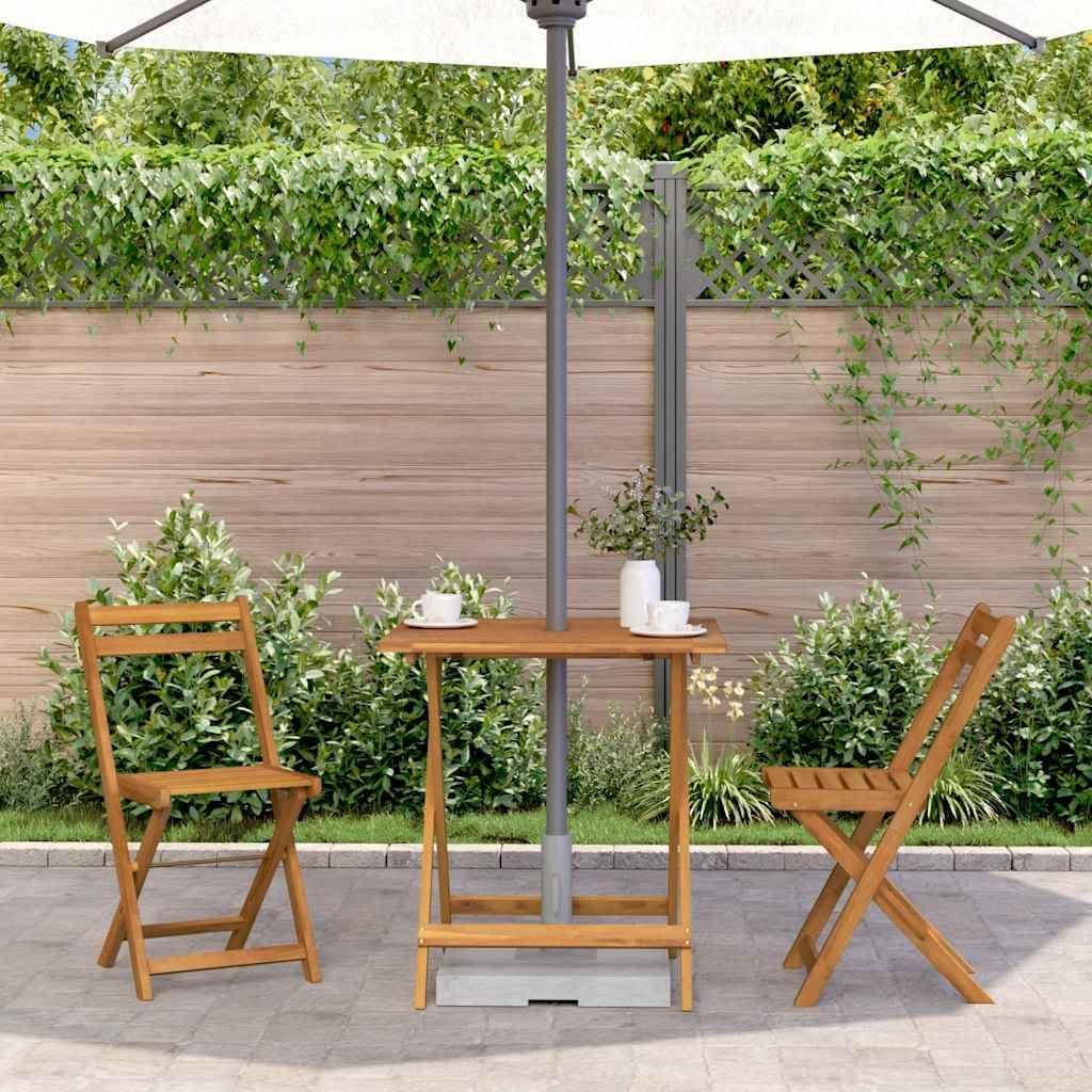 Garden Table Solid Acacia Wood Small Patio Table 27.6 x 27.6 x 29.5 in Folding Outdoor Bistro Table with Rustic Finish for Patio Side and Dining
