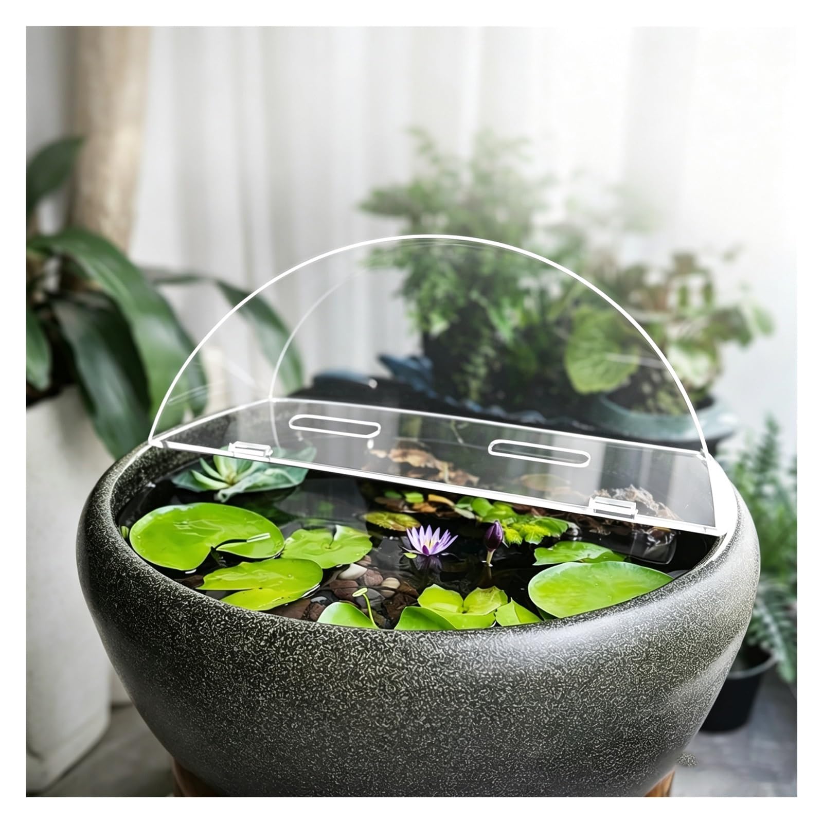HAIXHX Klappbare Aquarium Abdeckung, Mit Scharnier für Wasserspieltank | 5 mm dicker, ausbruchsicherer Aquariumdeckel, transparente, belüftete Aquarienabdeckung mit rutschfester Seitenkante