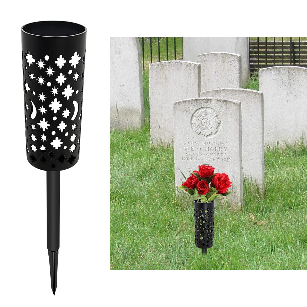 Buy Grave Cemetery Vases with Spikes,17 inch Plastic Memorial Vase with