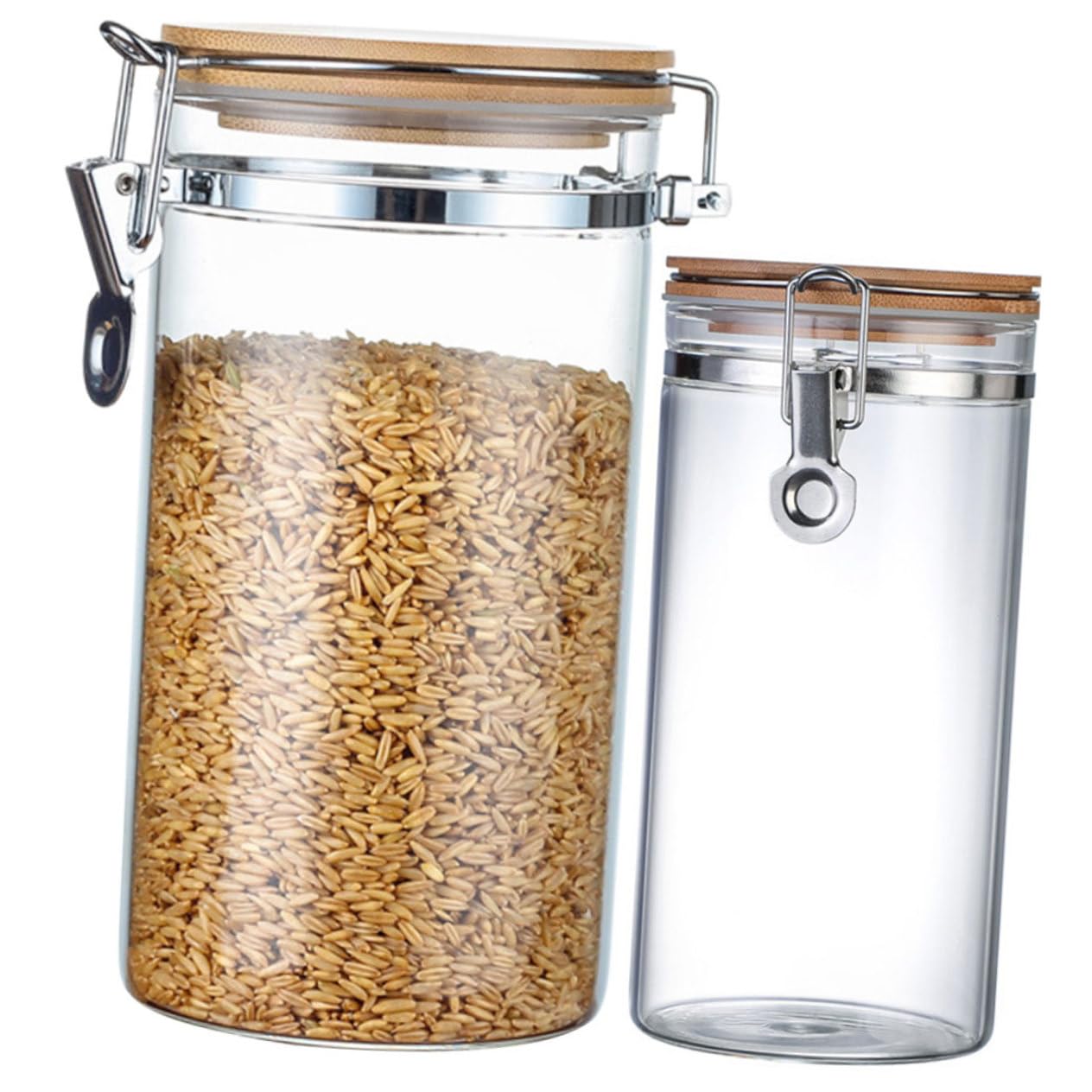 Zerodeko Contenedores de Almacenamiento de Alimentos Capacidad 1140 Ml y 1280 Ml Protección contra Humedad de Vidrio y Acero Inoxidable Tapa Hermética para Cocina