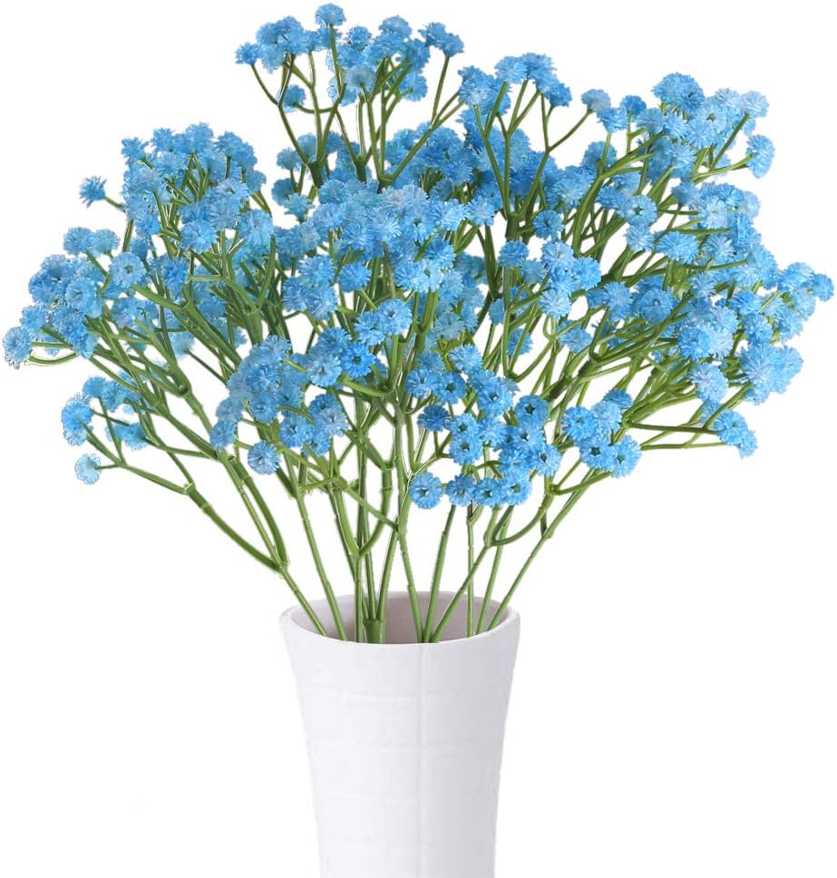 XYXCMOR Baby Breath Artificial Flowers 4pcs Gypsophila Bouquets Plastic Flowers for Home DIY Wreath Wedding Boutonniere Garland Hair Accessories Decor Blue