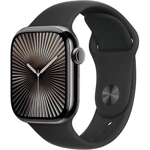 Apple Watch Series 10 [GPS + Cellular 42mm case] Smartwatch with Slate Titanium Case with Black Sport Band - S/M. Fitness Tracker, ECG App, Always-On Retina Display, Water Resistant