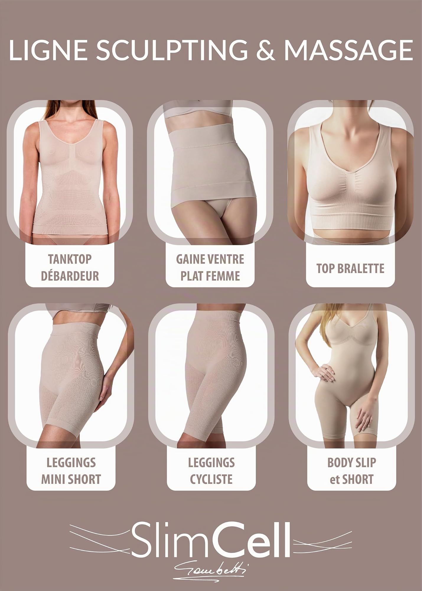 SLIMCELL Debardeur Gainant Femme Anti Cellulite en Microfibre – Gaine Amincissante Ventre Plat, Top Sculptant Sans Manches, Haut Amincissant - Made in Italy
