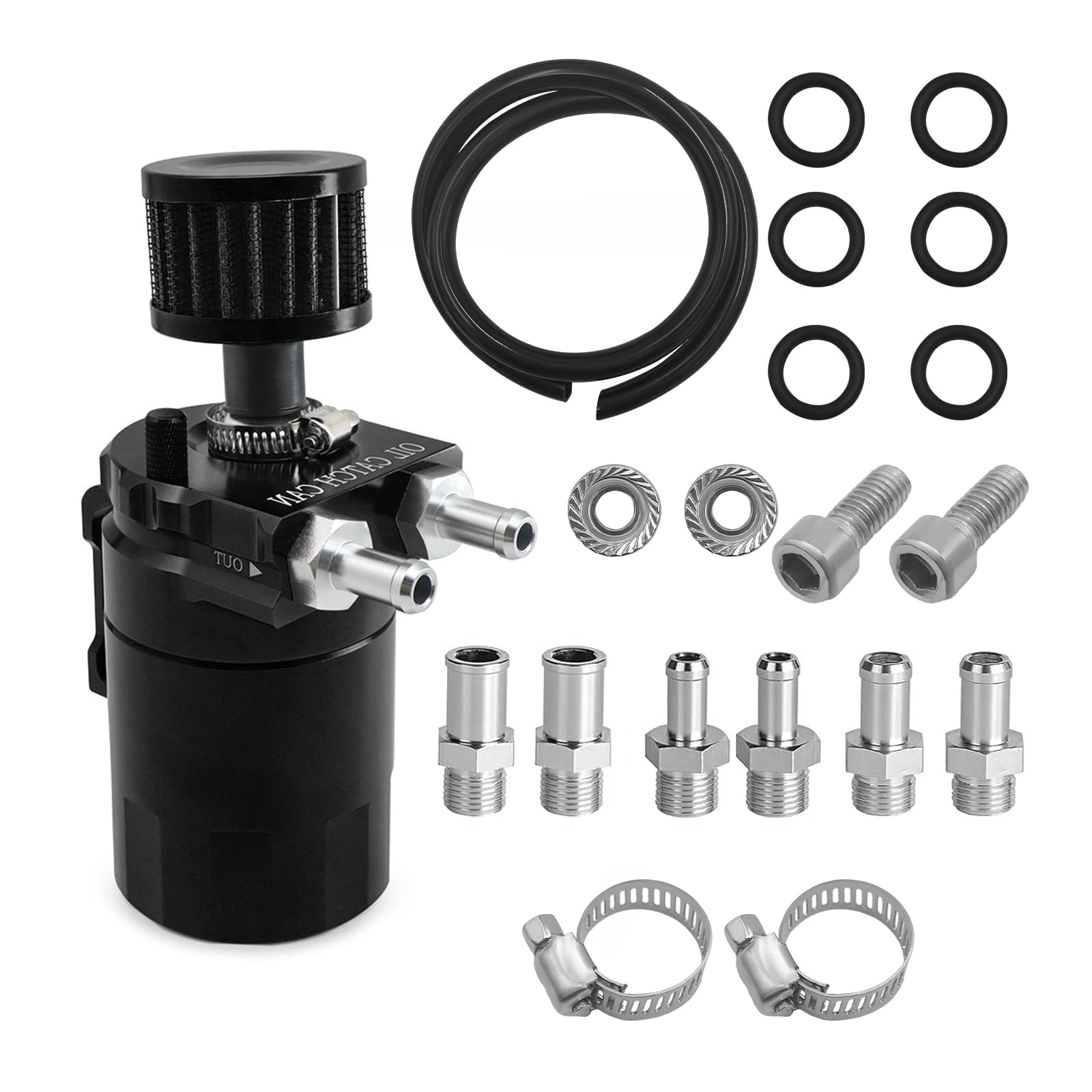 Sylvil Oil Catch Can Kit, Aluminum Polish Baffled Reservoir