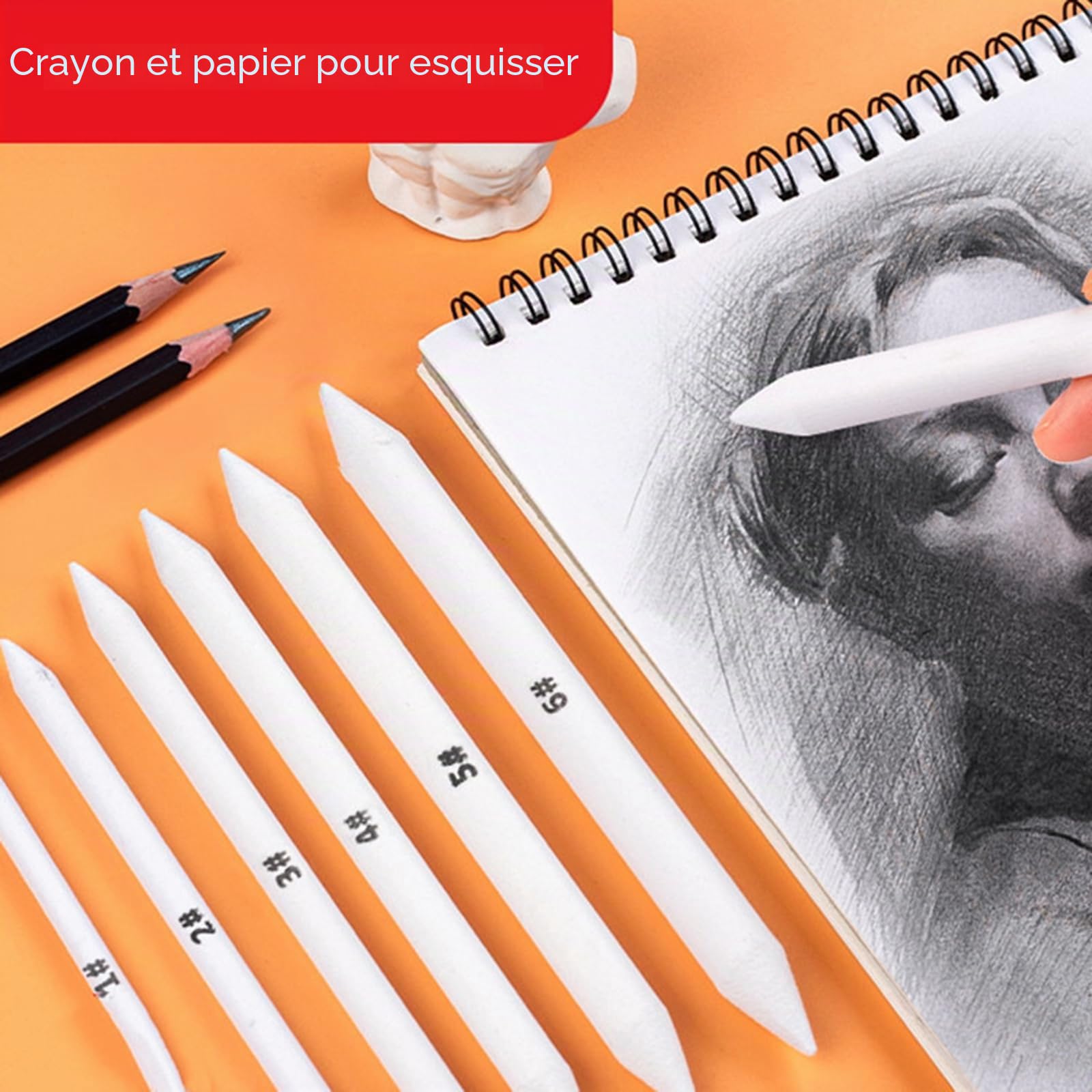 Lot de 3 estompes de papier pour artiste - Mélangeurs d'art pour étudiants, artistes, croquis, dessins, esquisses