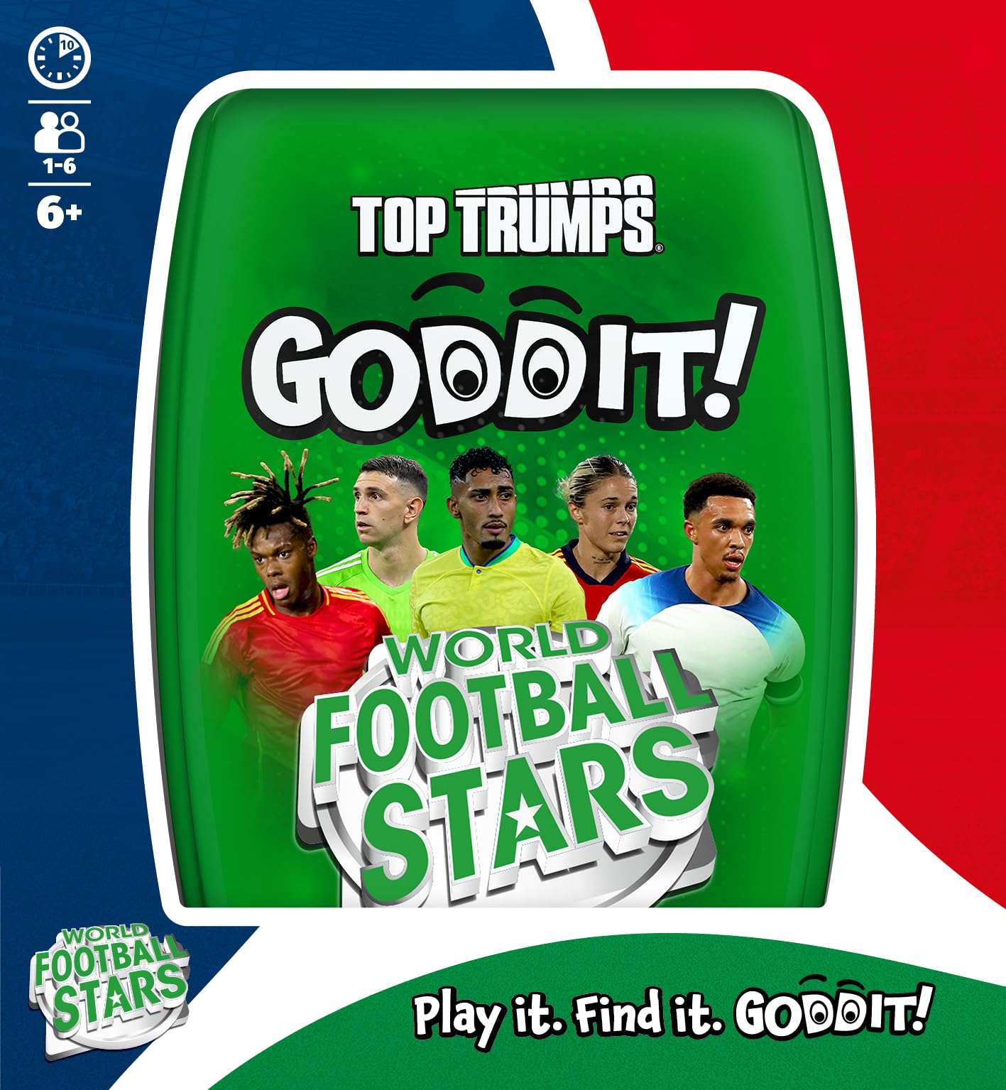 Top Trumps World Football Stars Goddit Gra Karciana dla Dzieci i Dorosłych, Gra Rodzinna, Gra Podróżna od 1 do 6 Graczy, Optymalny Prezent dla Dzieci Powyżej 6 Roku Życia