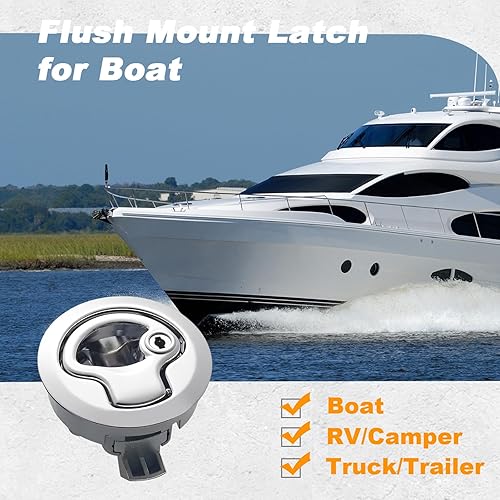 Miniatura 5 de evan Pestillo de golpe, pestillo redondo de arrastre para caravana, yates, cubierta, barco, escotilla de repuesto para 14 de pulgada de grosor,