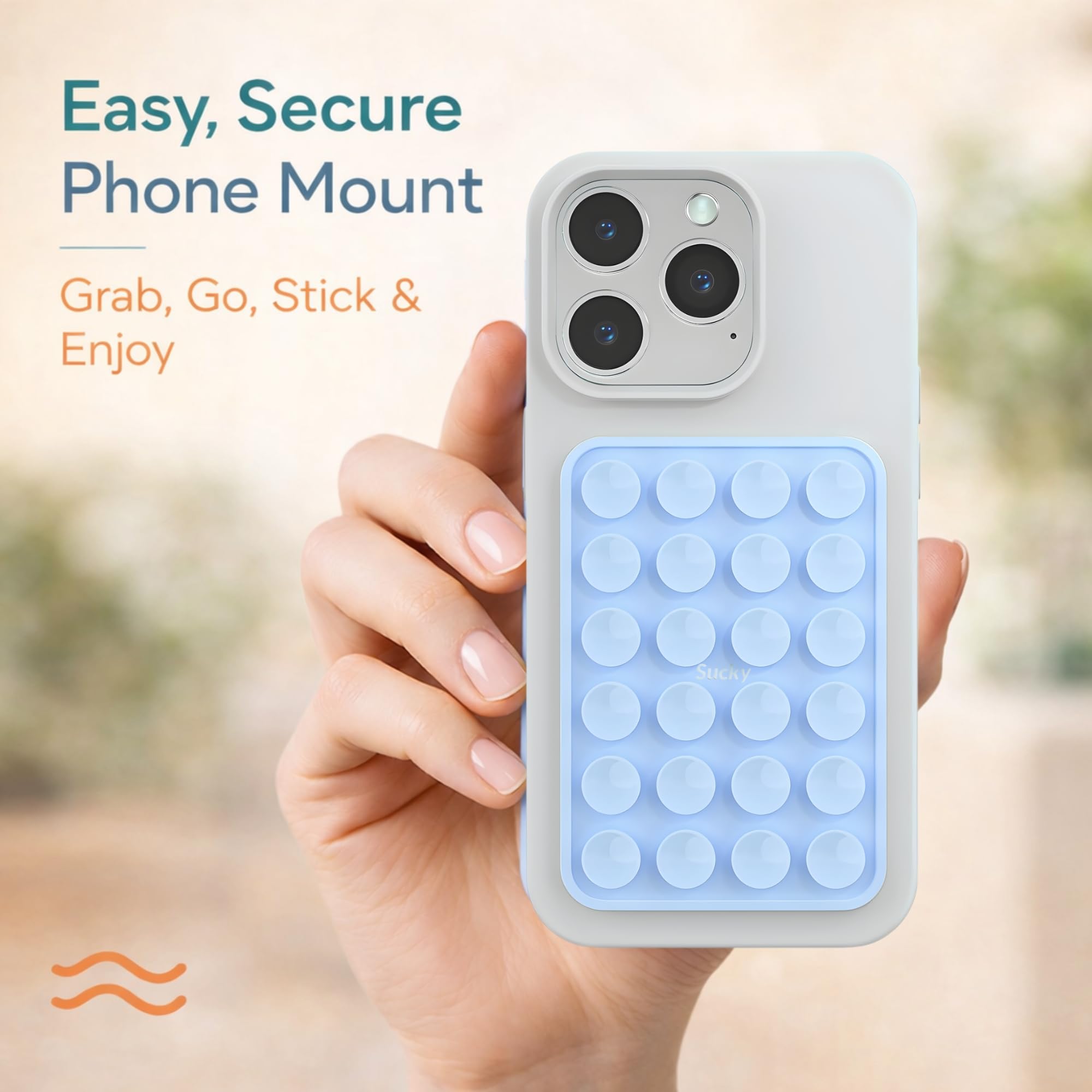 Amazon.com: Suction Phone Case Mount, Phone Sticky Grip for iPhone and  Android, Adhesive Phone Accessory, Hands-Free Mirror Shower Phone Holder  for Videos and Selfies (Baby Blue) : Cell Phones & Accessories