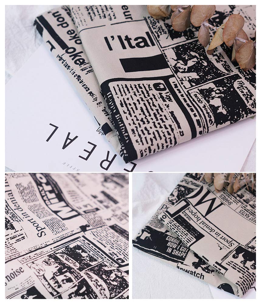 NAKAN Tessuto Policotone Stampa di Giornali retrò 80% Tessuto di Cotone 150cm di Larghezza Materiale Tessuto Artigianale per Il Cucito Fai da Te Creativo, Borse, Scrapbooking(Size:3m)