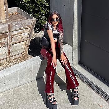 Amazon.co.jp: DHYghjtt 婦人向け 赤 セクシー PUレザー