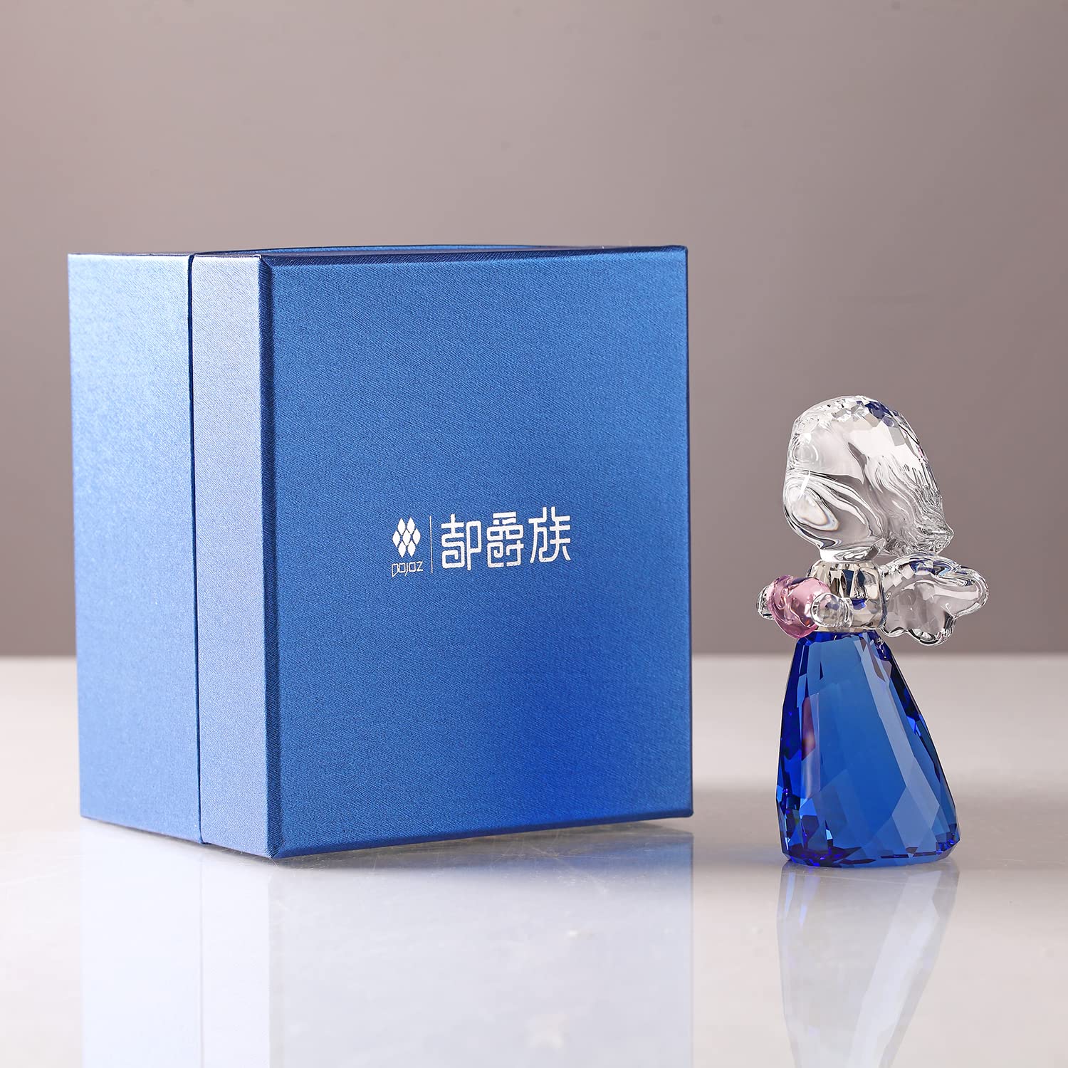 Kristall kleiner Engel Weihnachten Geburtstag Geschenke Cherub Figur Briefbeschwerer Dekor Ornamente Kunst Sammlerstück (blau)