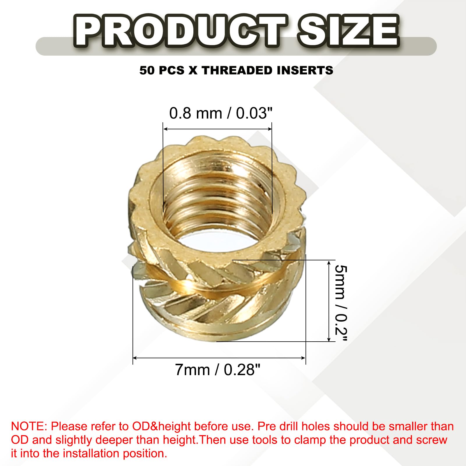 PATIKIL M5 Threaded Inserts M5x5x7mm - Image 2