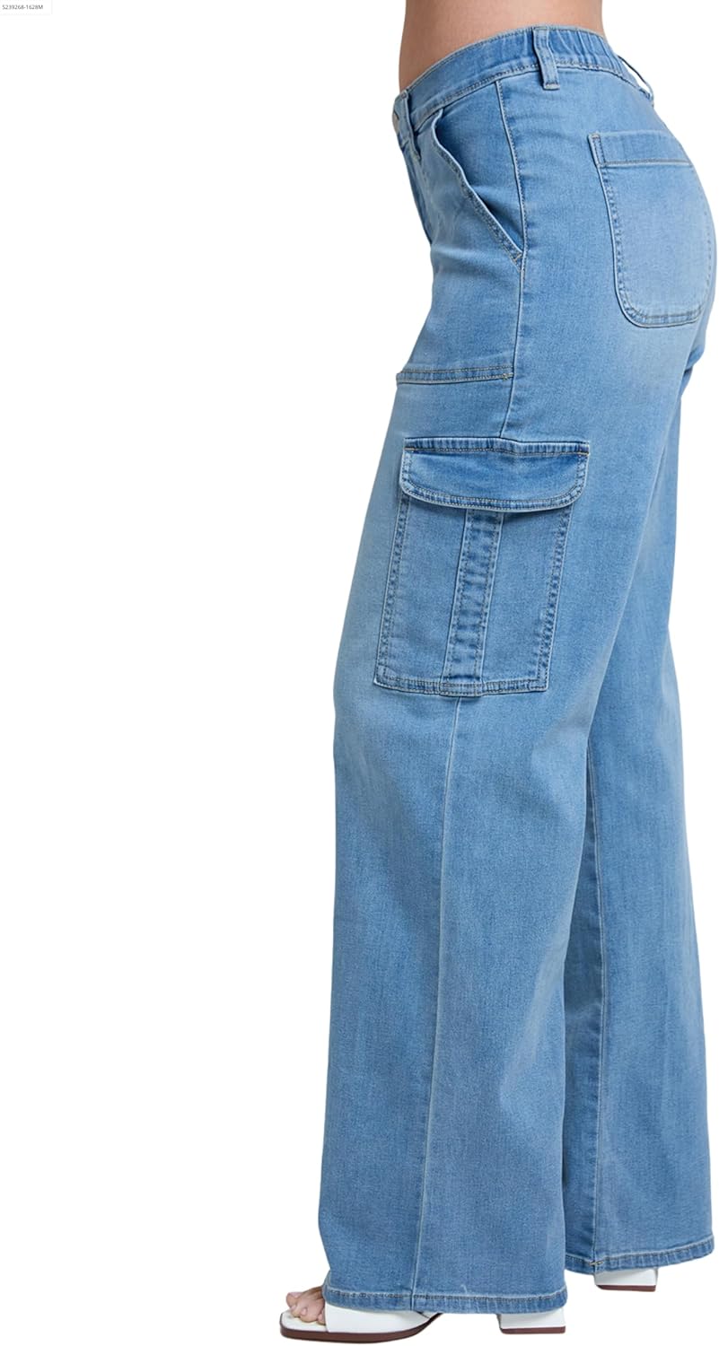 YMI Womens YMI Jeans Women´s Elastic Waist Straight Leg Cargo Jean - Image 2