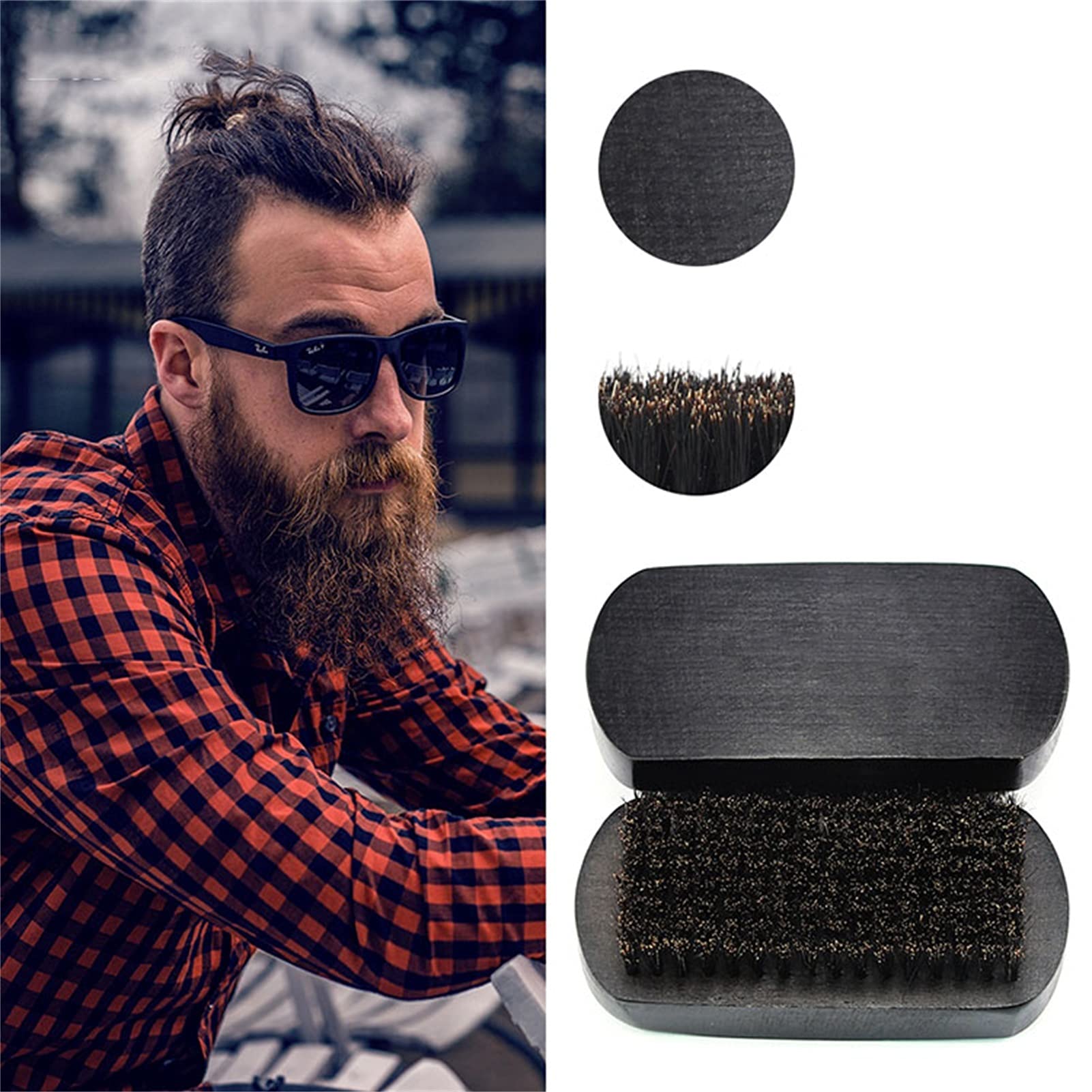 AnSafe Rasierpinsel 2er-Set, Handgefertigt Schaum Seife Kopfstyling Bartbürste Buchenholz Borstenhaar Rasieren Bürste (Farbe : Schwarz, Größe : #2)