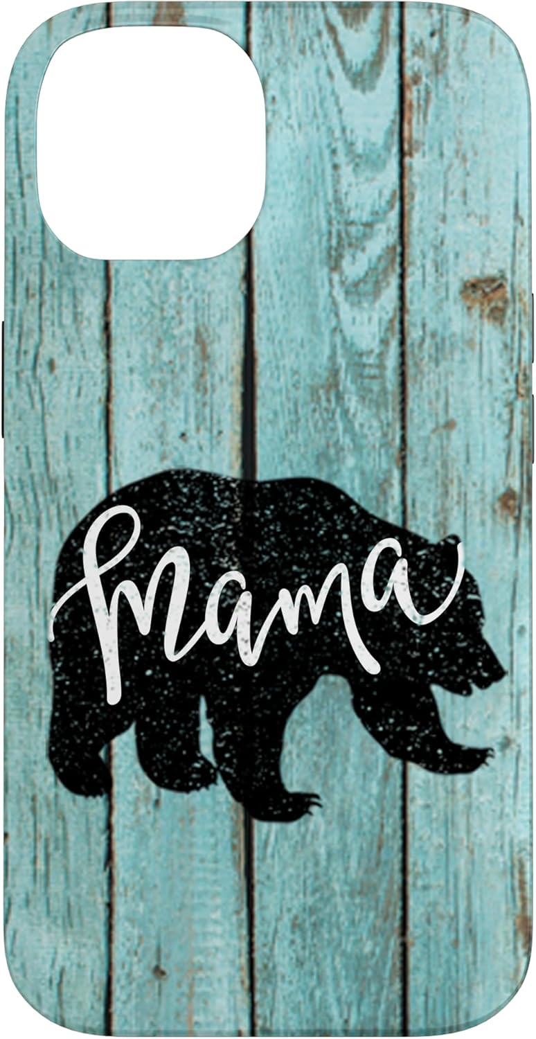 Turquoise Woodgrain Rustic Farmhouse Shiplap Wood Mama Bear Case for iPhone 11 Pro