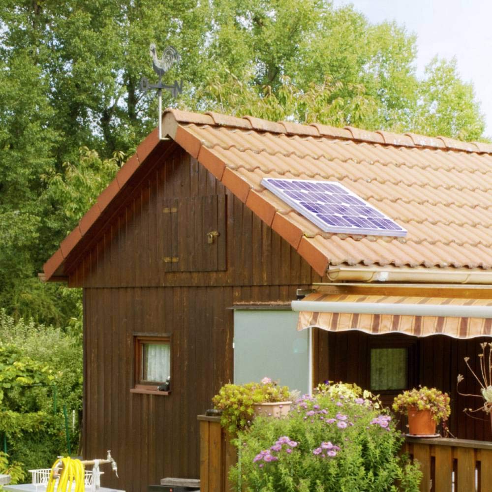 esotec Solar Inselsystem, Laderegler, kristallines Solarmodul 20Wp, Kabel, Akku, 12V 8Ah AGM-Akku, Mehrfachsteckdose mit USB Ladeanschluss, 120005