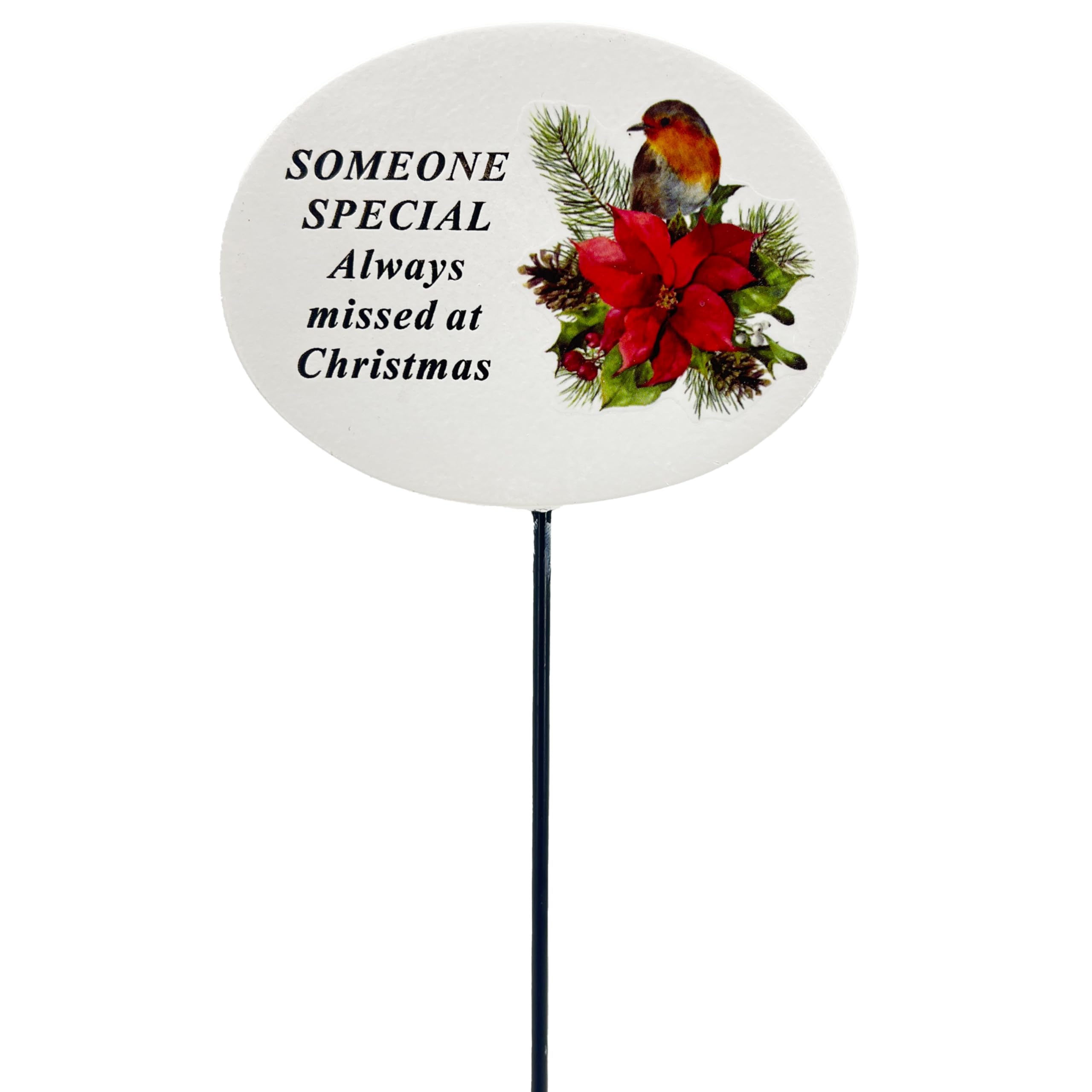 Angraves Stone Effect Someone Special Christmas Xmas Robin Poinsettia Flower Memorial Tribute Stick Graveside Plaque