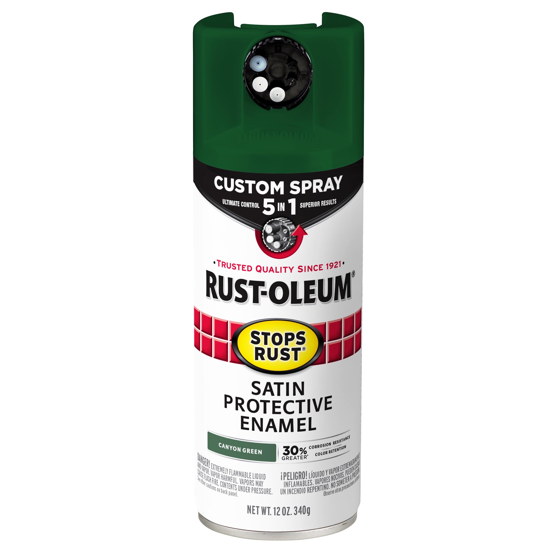 Rust-Oleum Stops Rust Custom 5-in-1 Spray Paint, Satin Canyon Green
