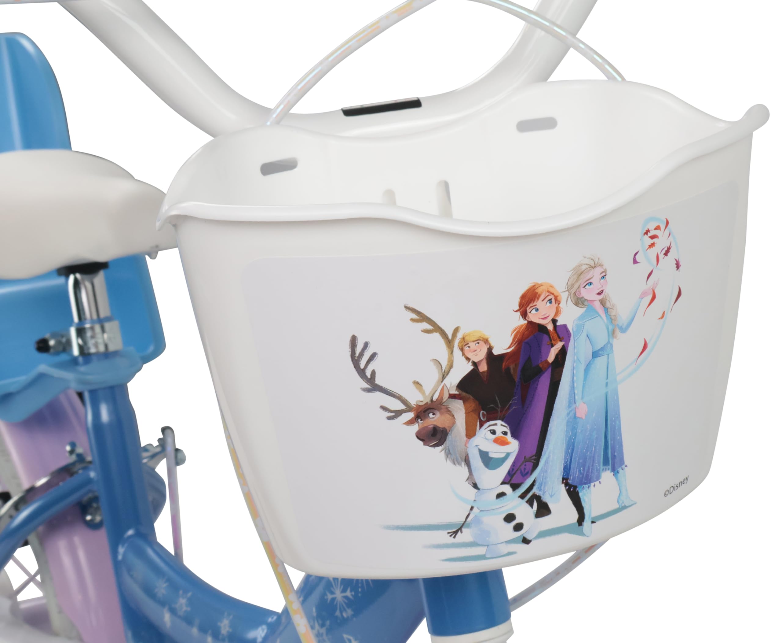 Denver Bike Bicicletta Bambina 14 Pollici Licensed Frozen, 3-5 Anni, Rotelle Removibili, Freni Caliper Anteriore/Posteriore, Telaio Acciaio, Ruote Gonfiabili, Trombetta e Portabambola