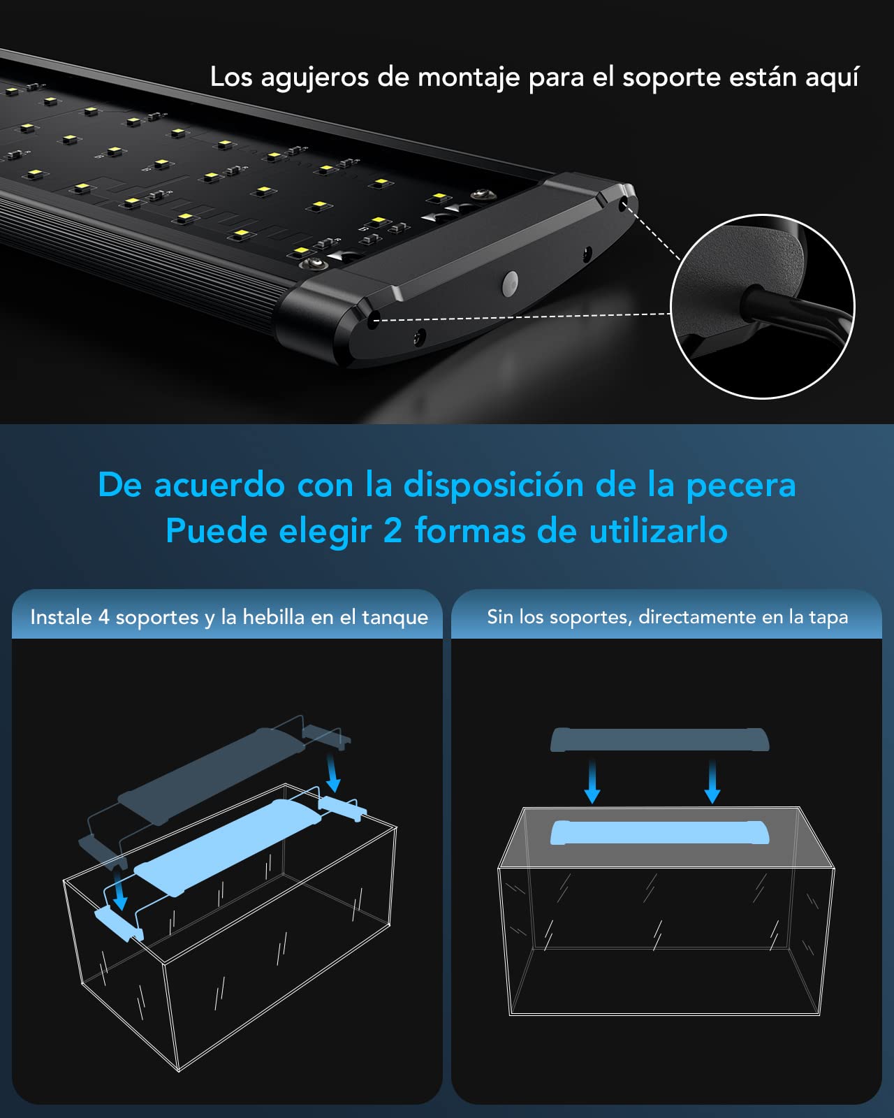 Tccbac Luces para Acuarios, 18W, LED de 90-120cm, Peces y Plantas , Soporte Extensible,Tiempo e Iluminación Ajustable, Multicolor — view 7
