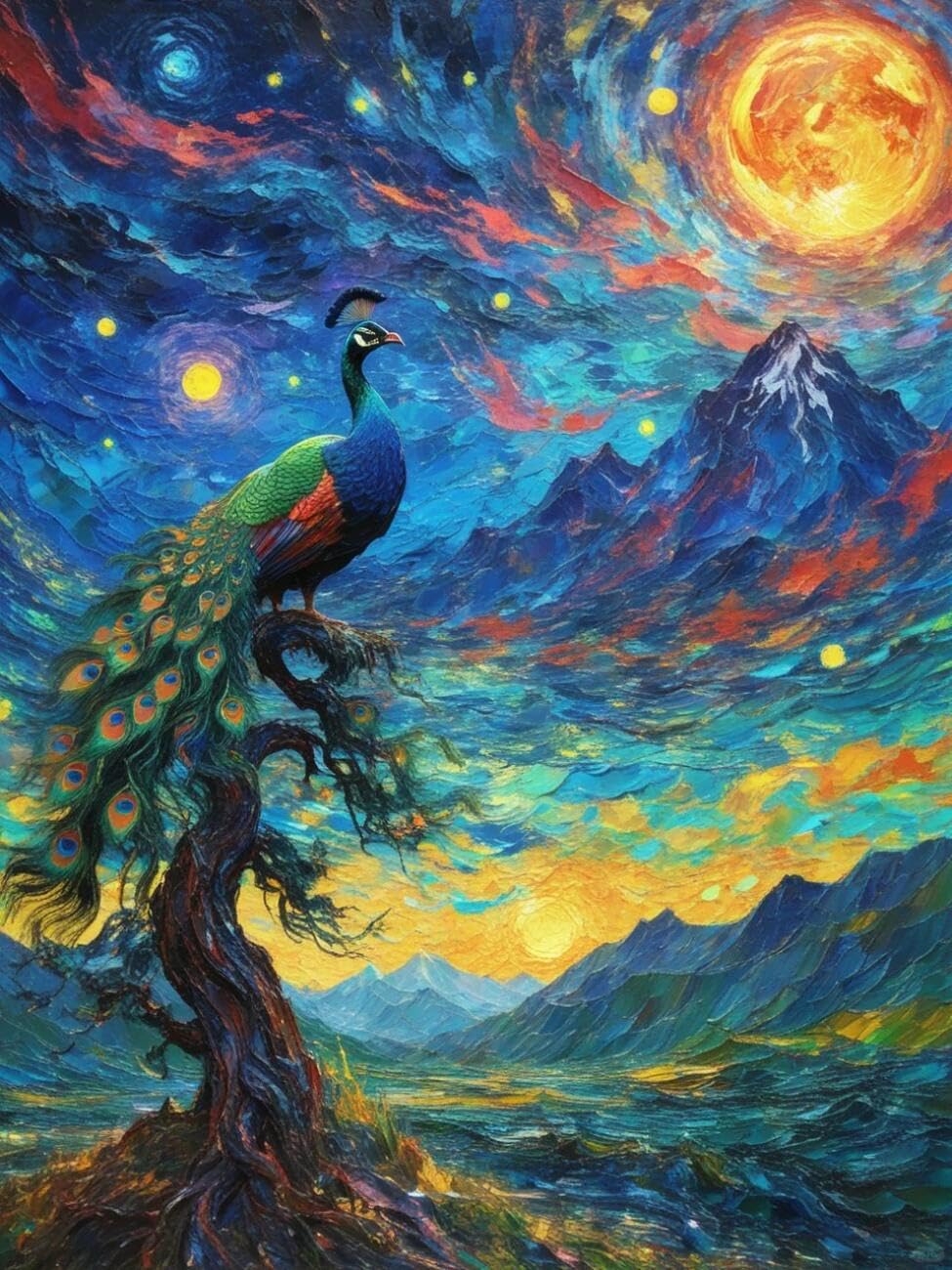 Henypt Cross Stitch Kits Peacock Oil Painting Animal DIY Arts Aand Craft Kit for Beginners The Elderly with Accessories Home & Leisure/Gifts 14CT 80x100cm