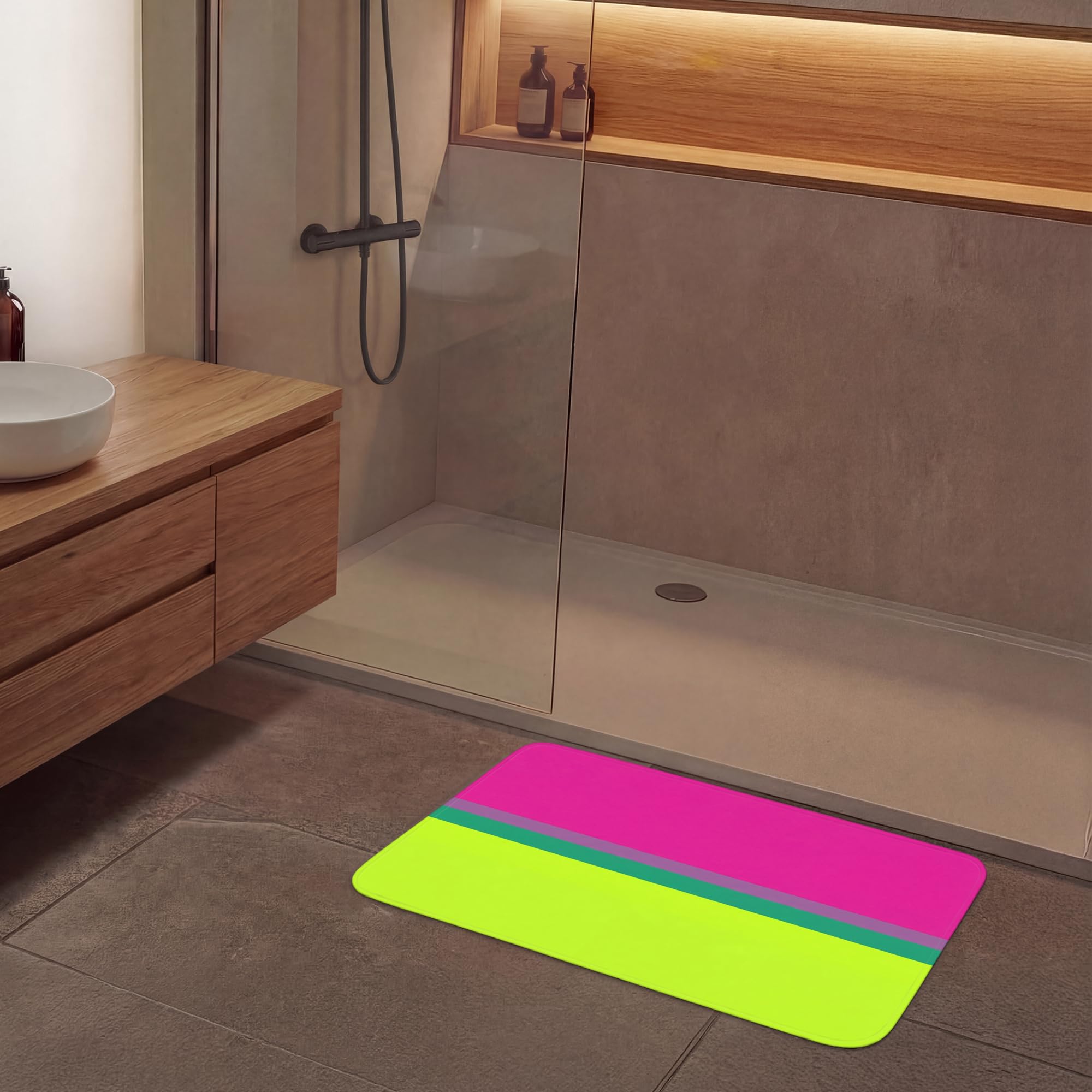 Alfombras Baño Rectangular 90x60 cm Alfombra Ducha Lavable Tapete Bath Mat Non Slip Antideslizante Bathroom Decoracion Shower Rayas - Moderno - Colorido
