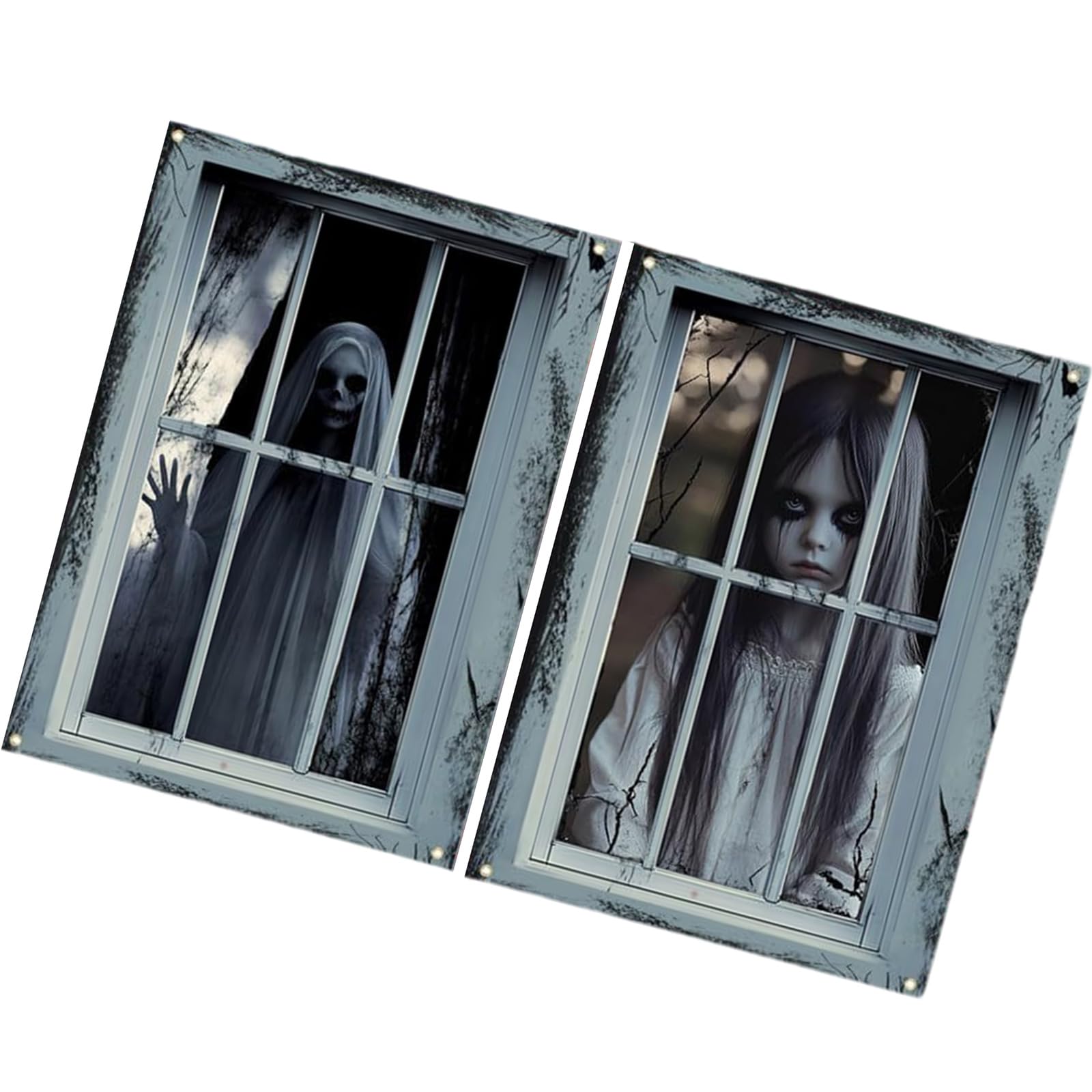 Nucelit Washable Polyester Halloween Scary Ghostly Door Curtain Eerie Window Hanging Fabric Background Decoration Horror Decoration Background Cloth