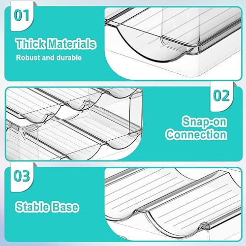 Miniatura 5 de TopDirect Organizador de botellas de agua, 4 paquetes grandes de almacenamiento de botellas, estante de almacenamiento apilable, vino, bebida, taza,