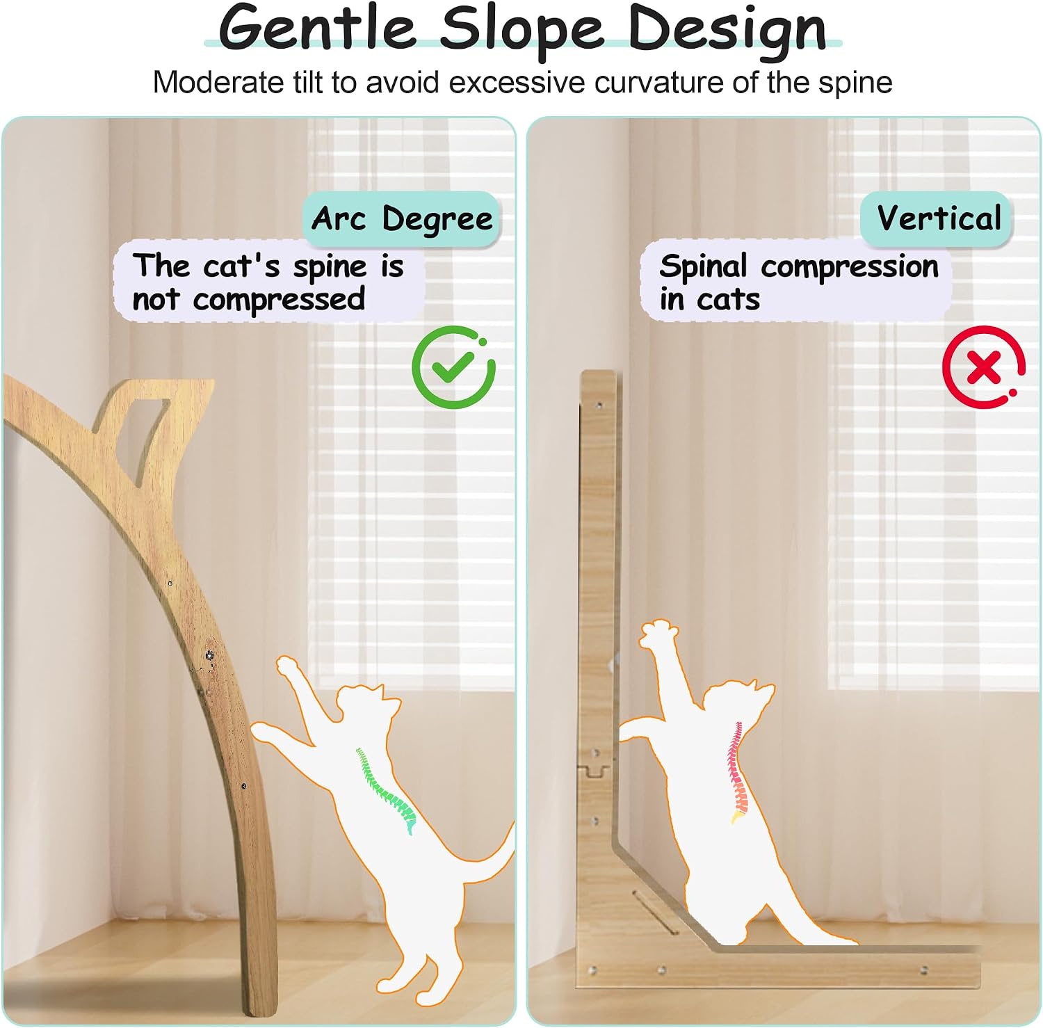 Cat Window Perch with Scratcher Ramp, 48" Climbing Tree Suctions Cups to Window Maximum Hold Up to 66lb, Supports Large Cats, Providing Pulti-Level Perches for Climbing,Resting(Deep Wood, 48'')