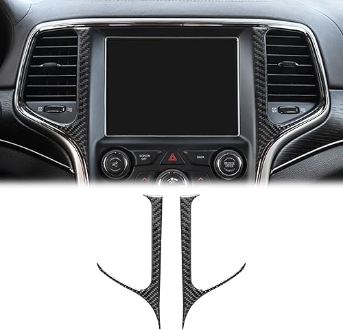 SUNJIKA Compatible con marco de fibra de carbono para consola central interior, marco de navegador, accesorios para Jeep Grand Cherokee 2014 2015
