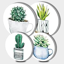 Tucocoo Electric Stove Burner Covers, Potted Cactus Plants Set of 4 Round Stove Burner Covers, 8 Inches and 10 Inches, Gas Stove Burner Covers, Metal Stove Burner Cover, Modern Cooktop Decorative